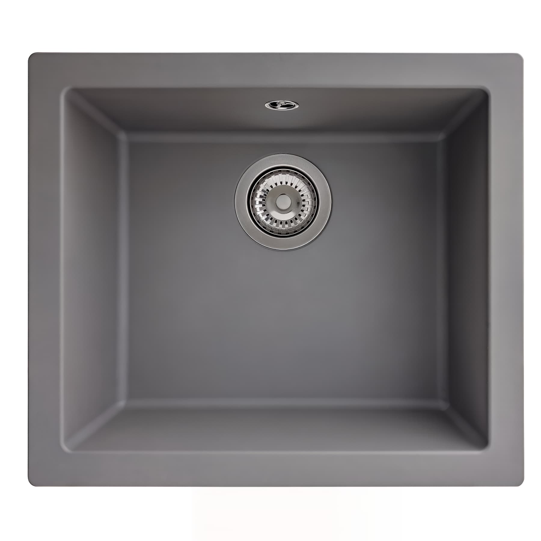 Evier à encastrer EVO en résine SMC gris béton, 1 cuve, sans égouttoir, L50cm