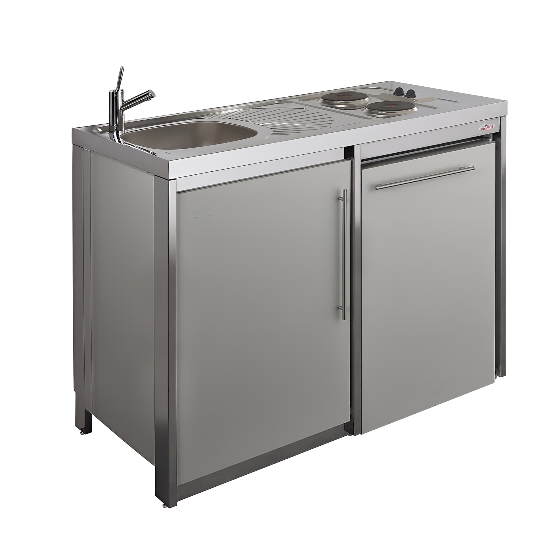 Cuisinette Métalline Gris Alu, L120xP60xH92cm