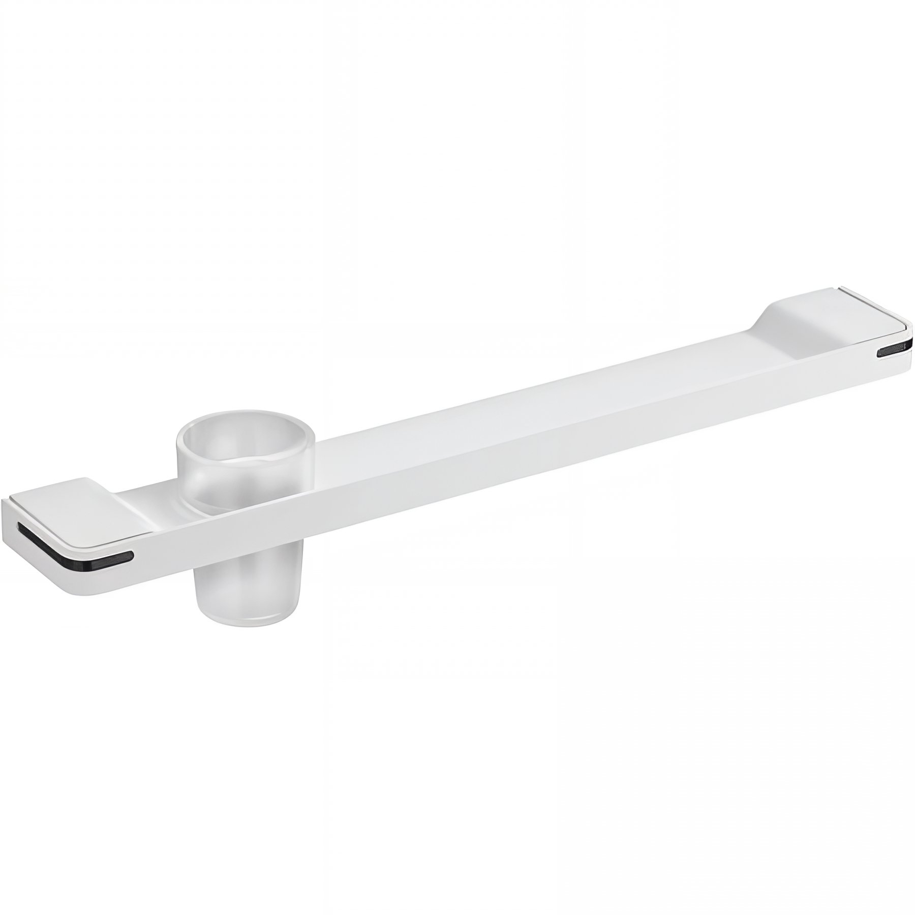 Tablette de lavabo Gamme PRO PELLET + porte-verre 550 mm aluminium plié thermolaqué blanc mat