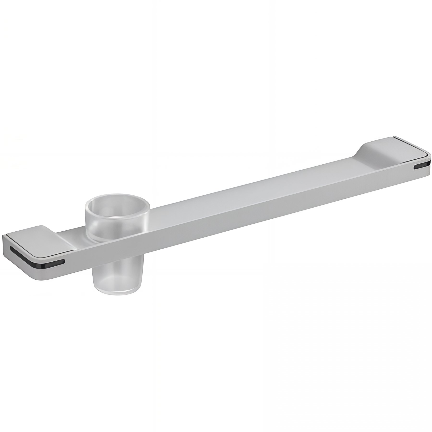Tablette de lavabo Gamme PRO PELLET avec porte-verre 550 mm aluminium plié thermolaqué gris mat