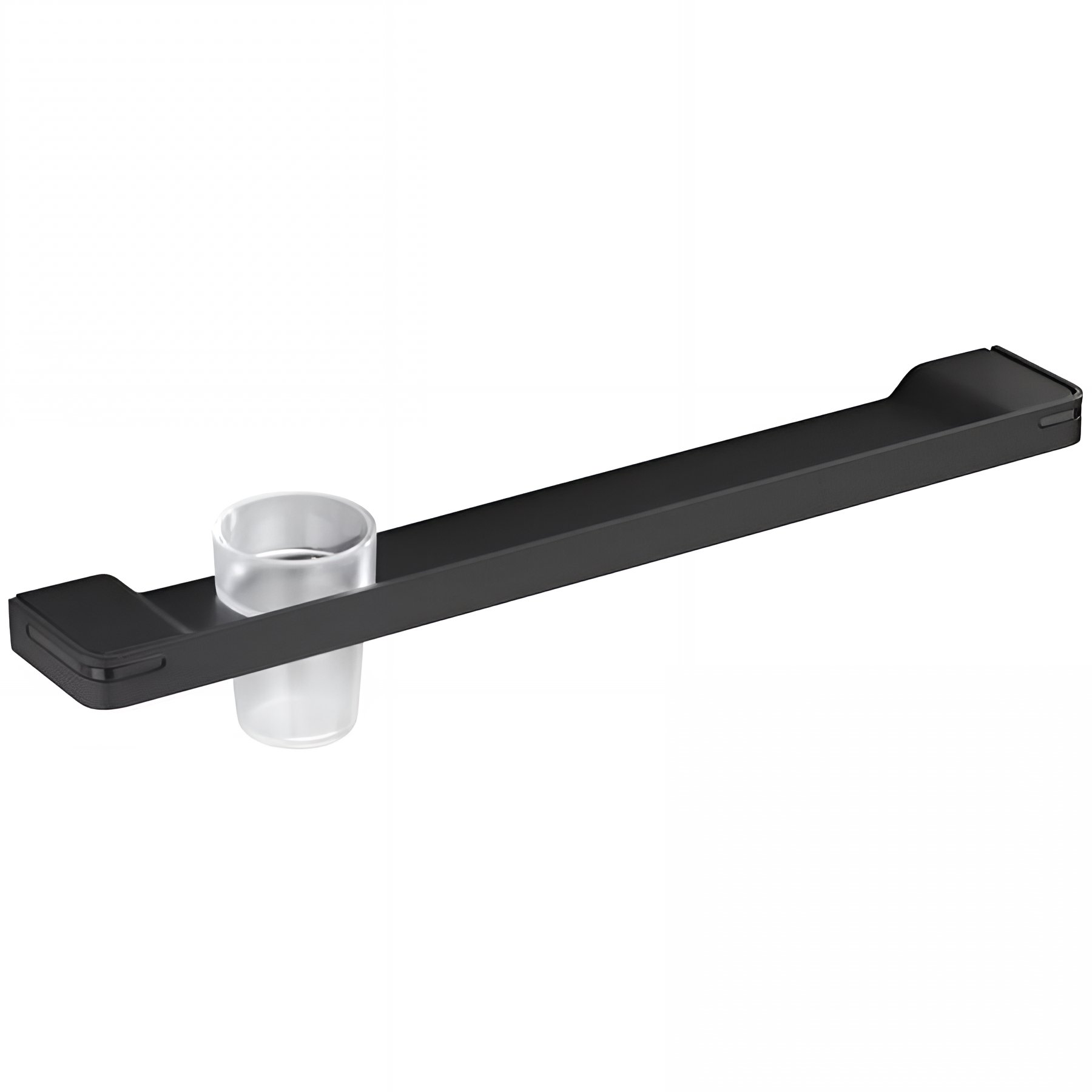 Tablette de lavabo Gamme PRO PELLET avec porte-verre 550 mm aluminium plié thermolaqué noir mat