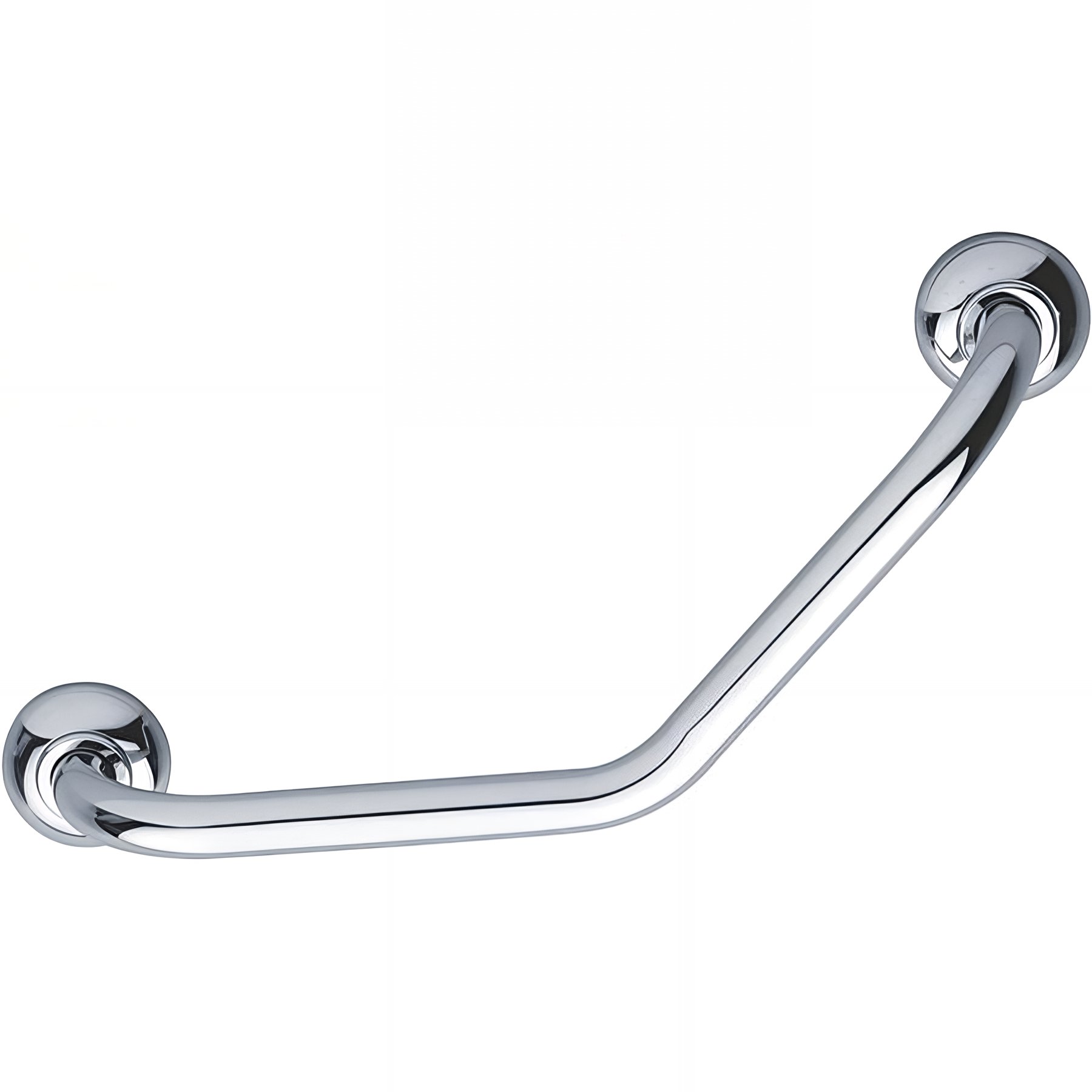 Barre PMR d'appui normes handicapé Gamme PRO PELLET 135° 200x200 mm tube laiton chromé Ø 25 mm fixations invisibles