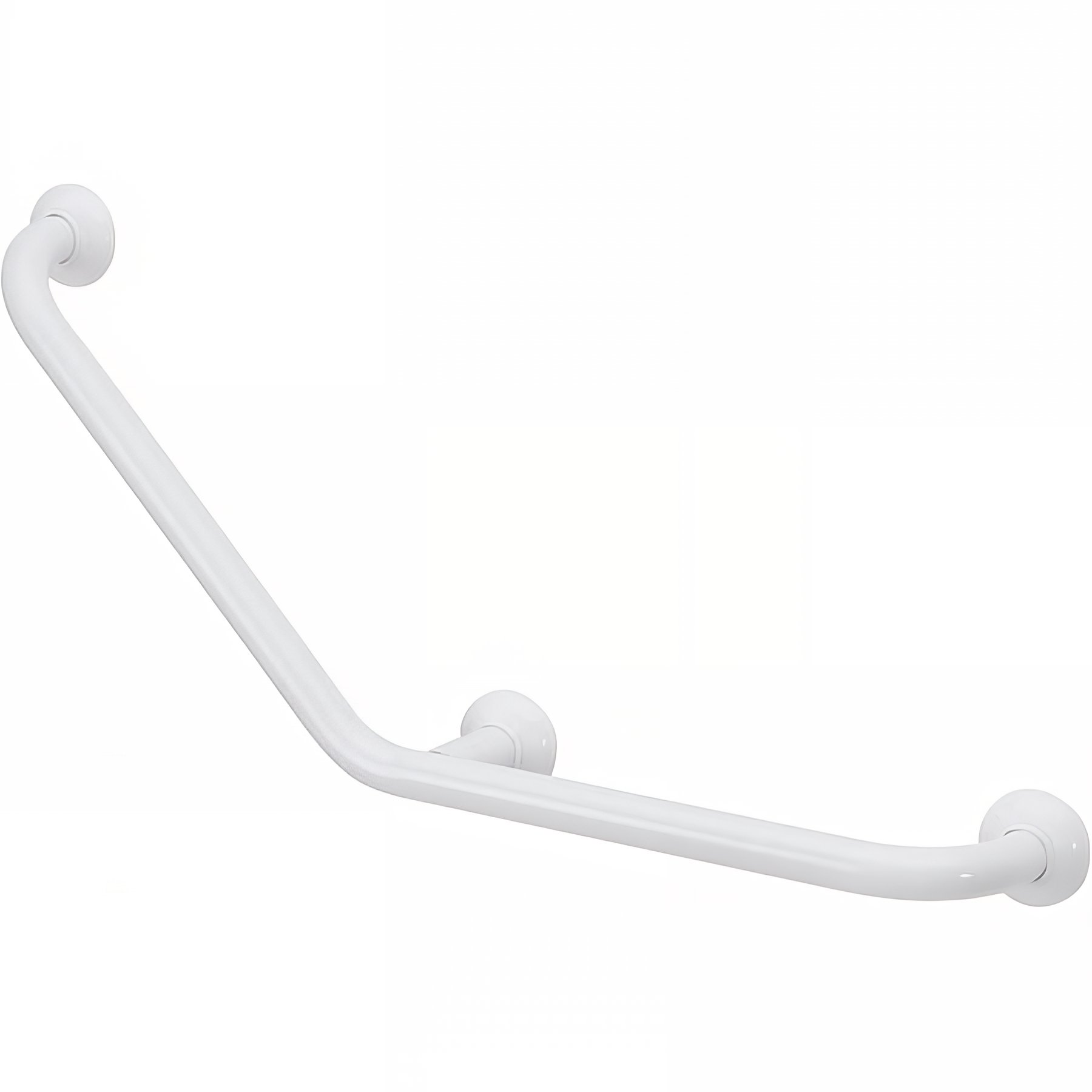Barre PMR d'appui normes handicapé Gamme PRO PELLET coudée 135° 3 points de fixation symétrique 400x400mm tube alu blanc Ø 30 mm