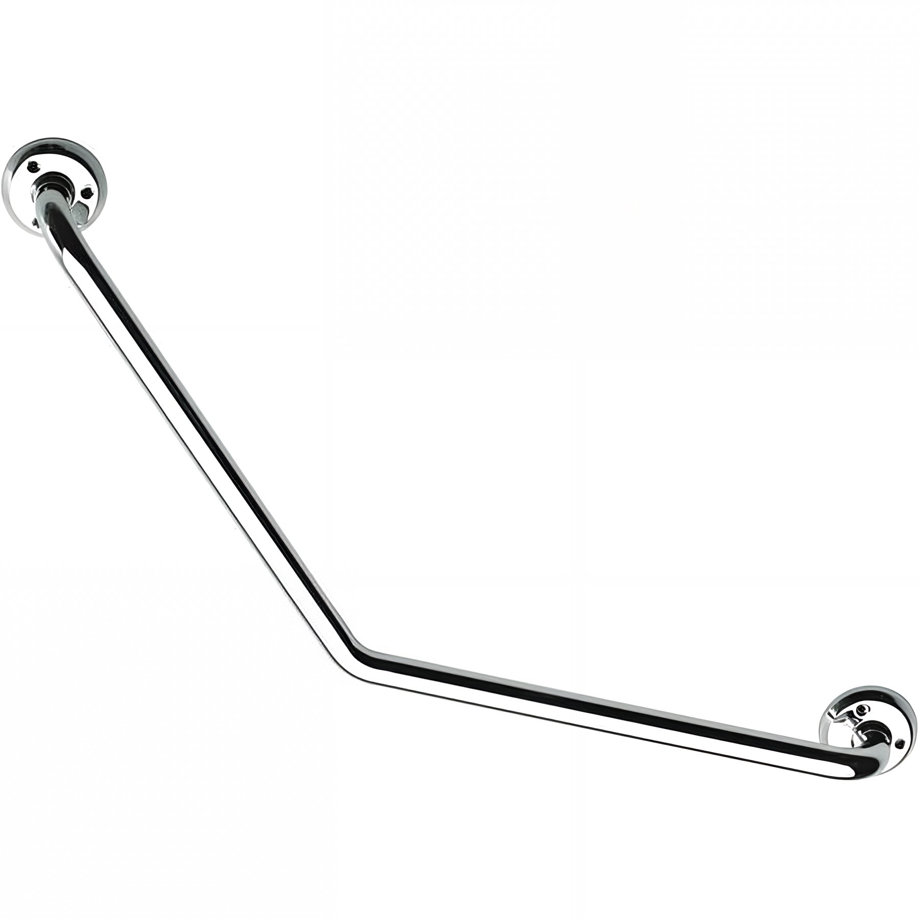 Barre PMR d'appui normes handicapé Gamme PRO PELLET 135° 400x400mm tube laiton chromé Ø 25 mm fixations invisibles