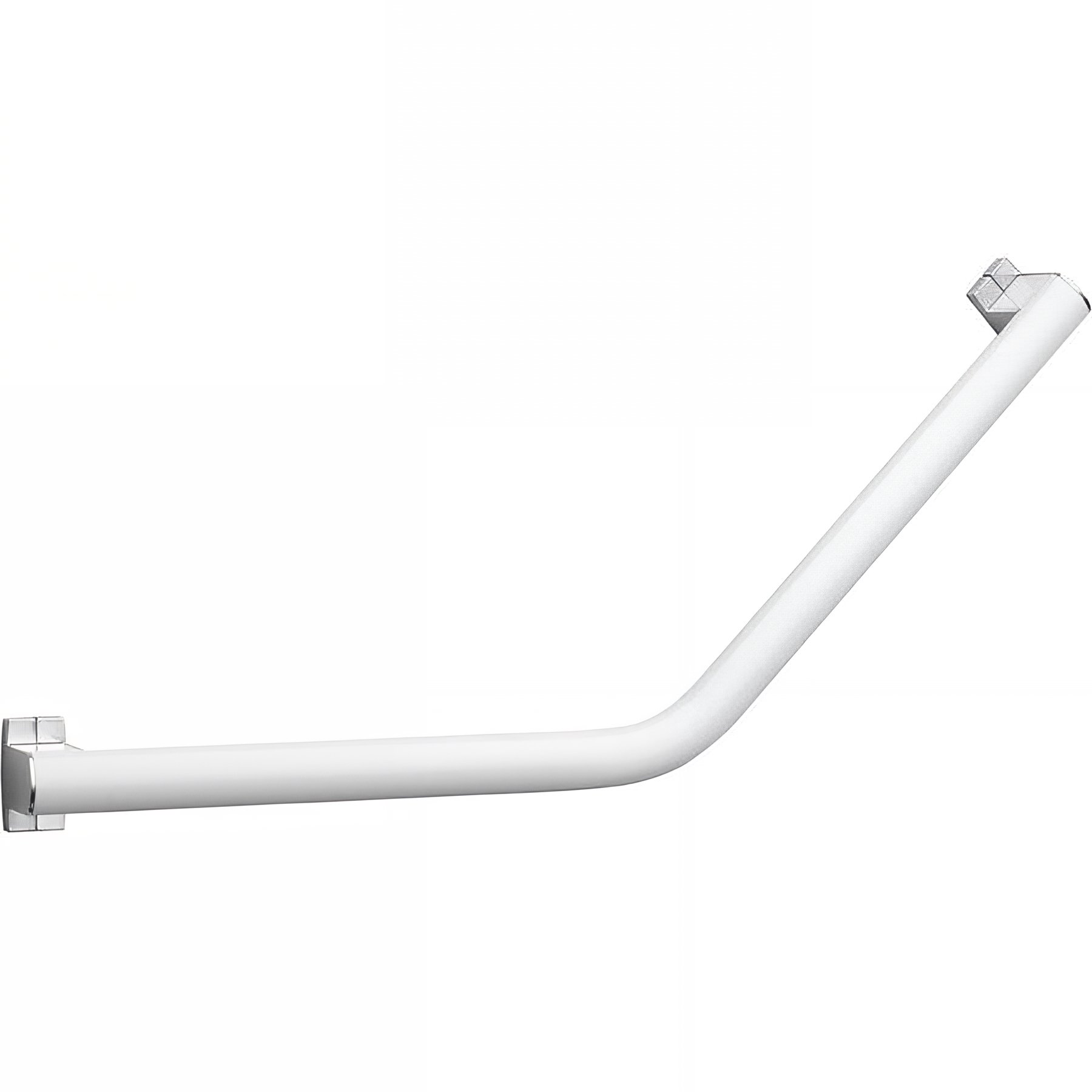 Barre PMR d'appui normes handicapé Gamme PRO PELLET coudée 135° symétrique 418 x 418 mm alu blanc-chromé Ø 38x25mm