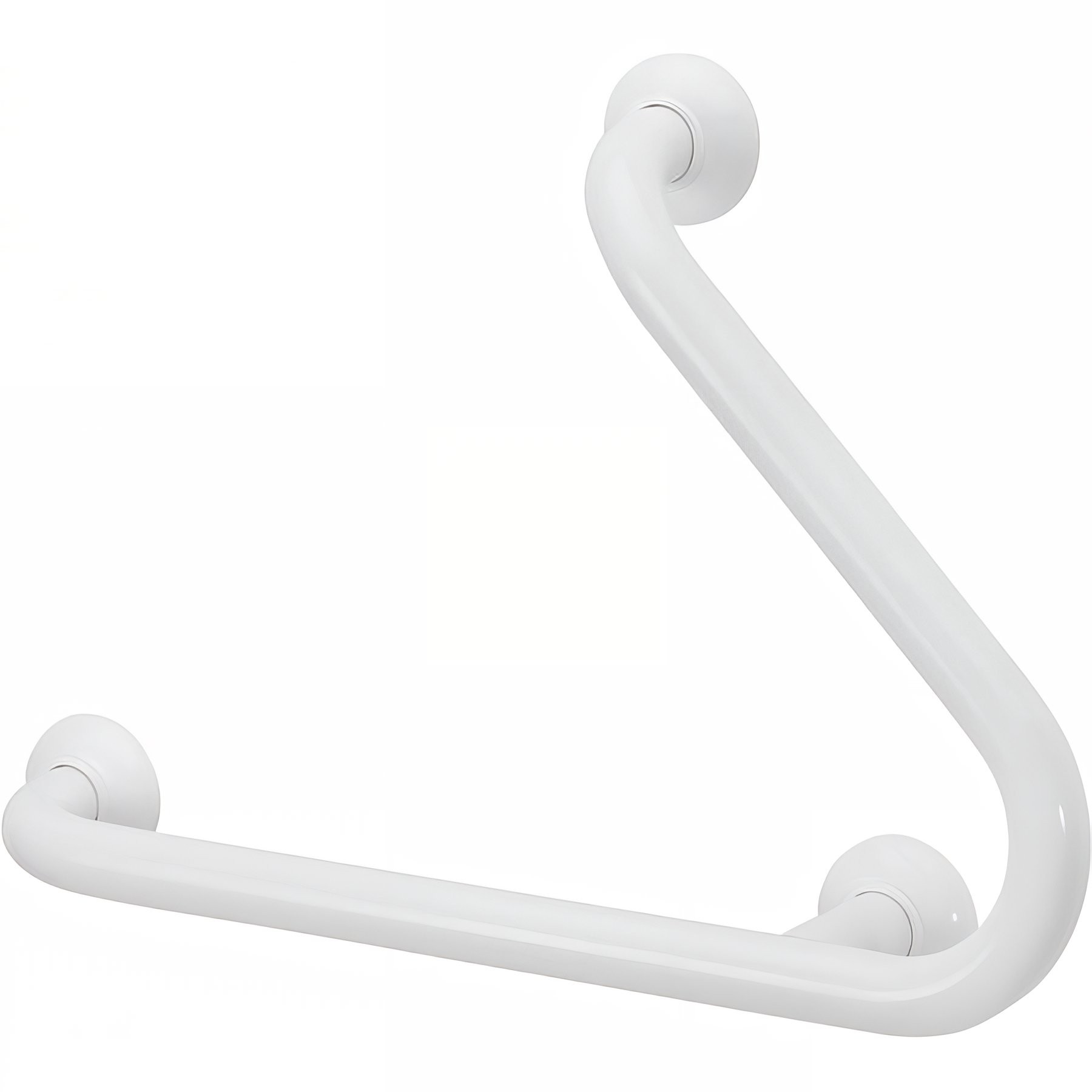 Barre PMR d'appui normes handicapé Gamme PRO PELLET coudée 45° 3 points de fixation droite 320x460 mm tube alu époxy blanc Ø 30 mm
