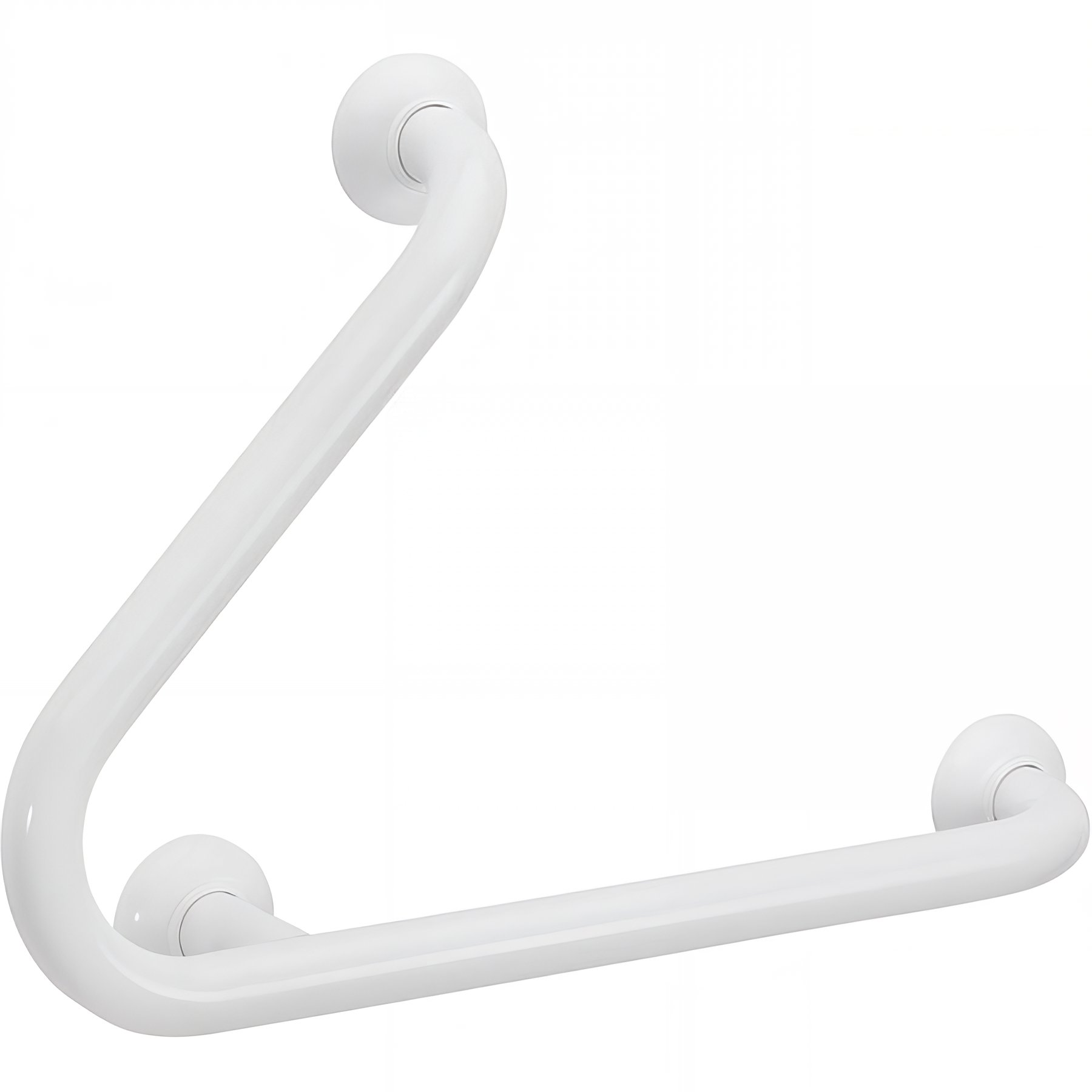 Barre PMR d'appui normes handicapé Gamme PRO PELLET coudée 45° 3 points de fixation gauche 320x460 mm tube alu époxy blanc Ø 30 mm