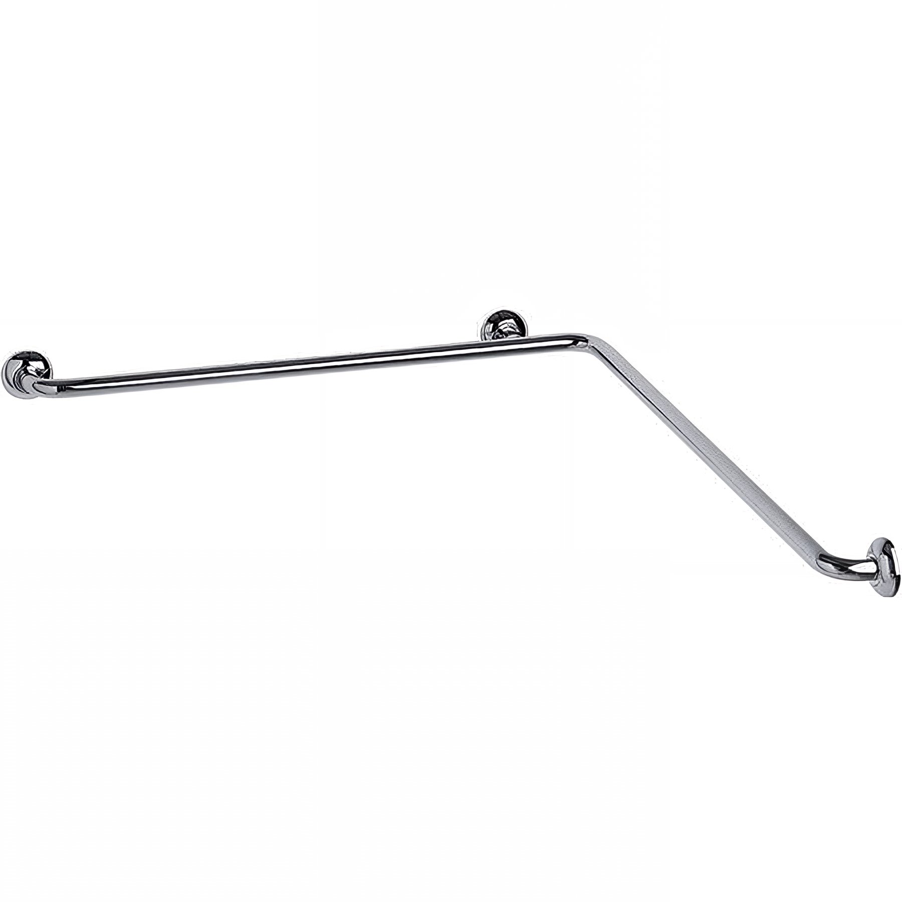 Barre d'angle 2 murs coudée à 90° 750x750mm PMR normes handicapé Gamme PRO PELLET tube laiton chromé Ø 32 mm
