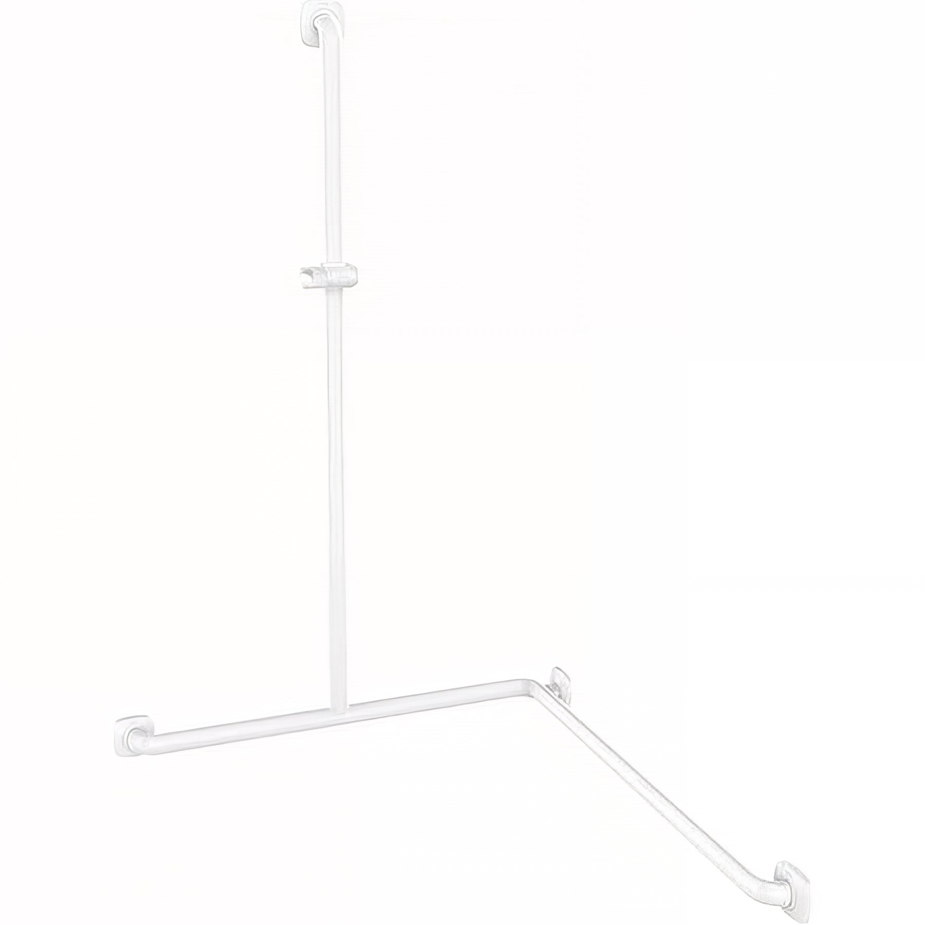 Barre PMR d'appui normes handicapé Gamme PRO PELLET angle 2 murs 838x838x1276 mm ERGOLIFE Nylon blanc Ø38x25 mm