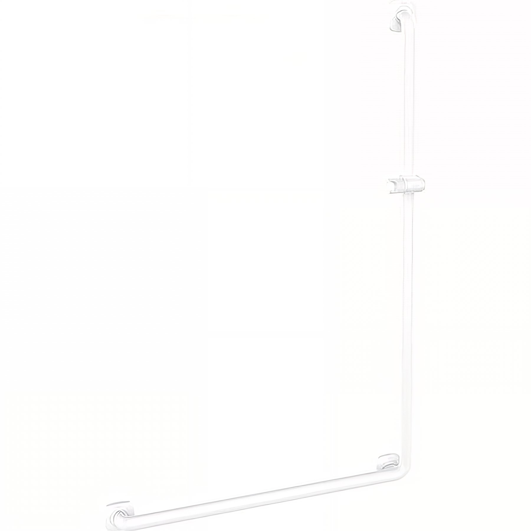 Barre PMR d'appui normes handicapé Gamme PRO PELLET coudée en L droite 826 x 1276 mm ERGOLIFE Nylon blanc Ø 38x25mm