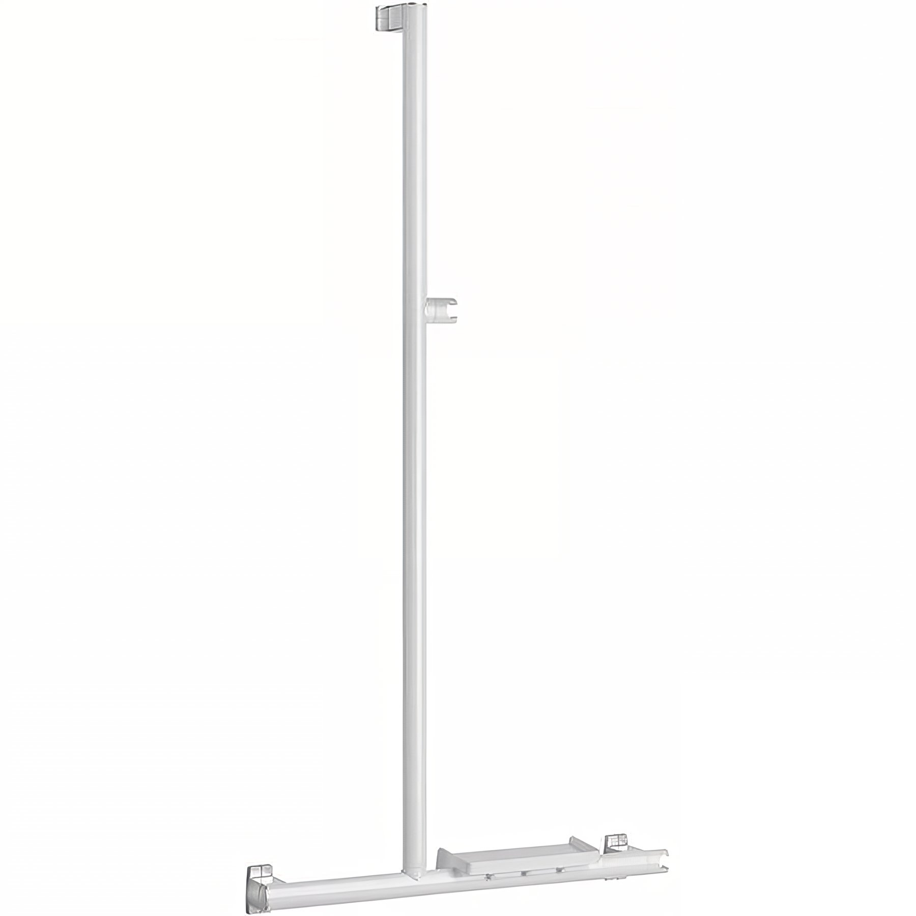 Barre PMR d'appui normes handicapé Gamme PRO PELLET ou L 600x1296 mm avec support douchette alu blanc Ø 38 x 25 mm