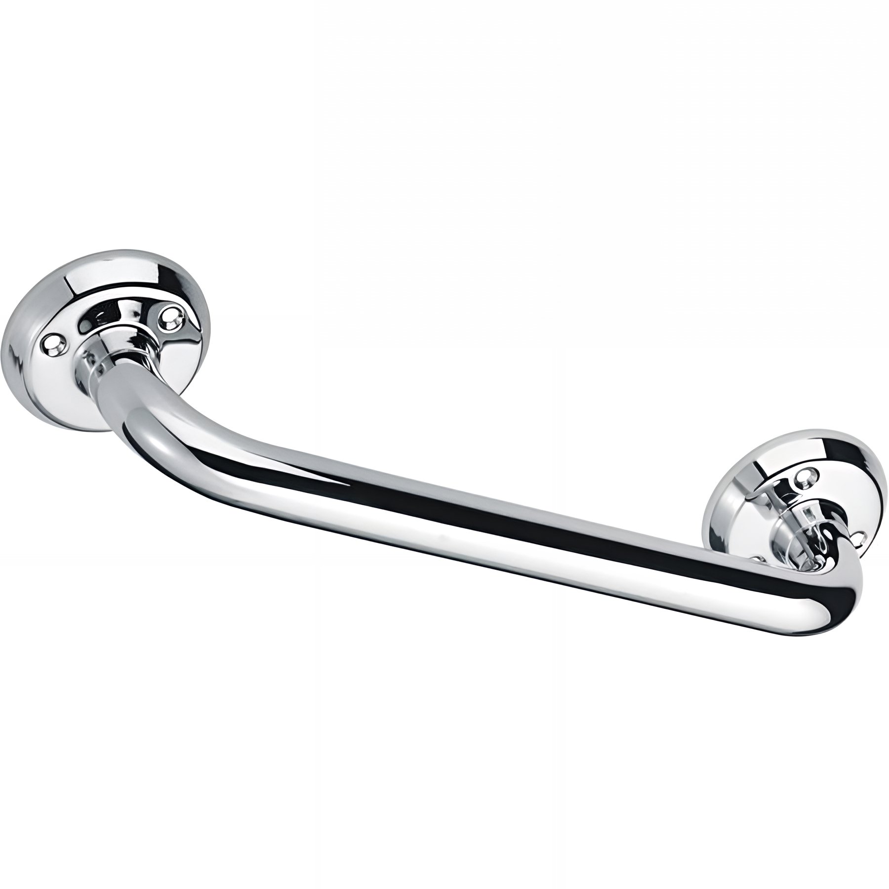 Barre PMR d'appui normes handicapé Gamme PRO PELLET droite 300 mm tube laiton nickelé chromé Ø 25 mm embase Ø 75 mm