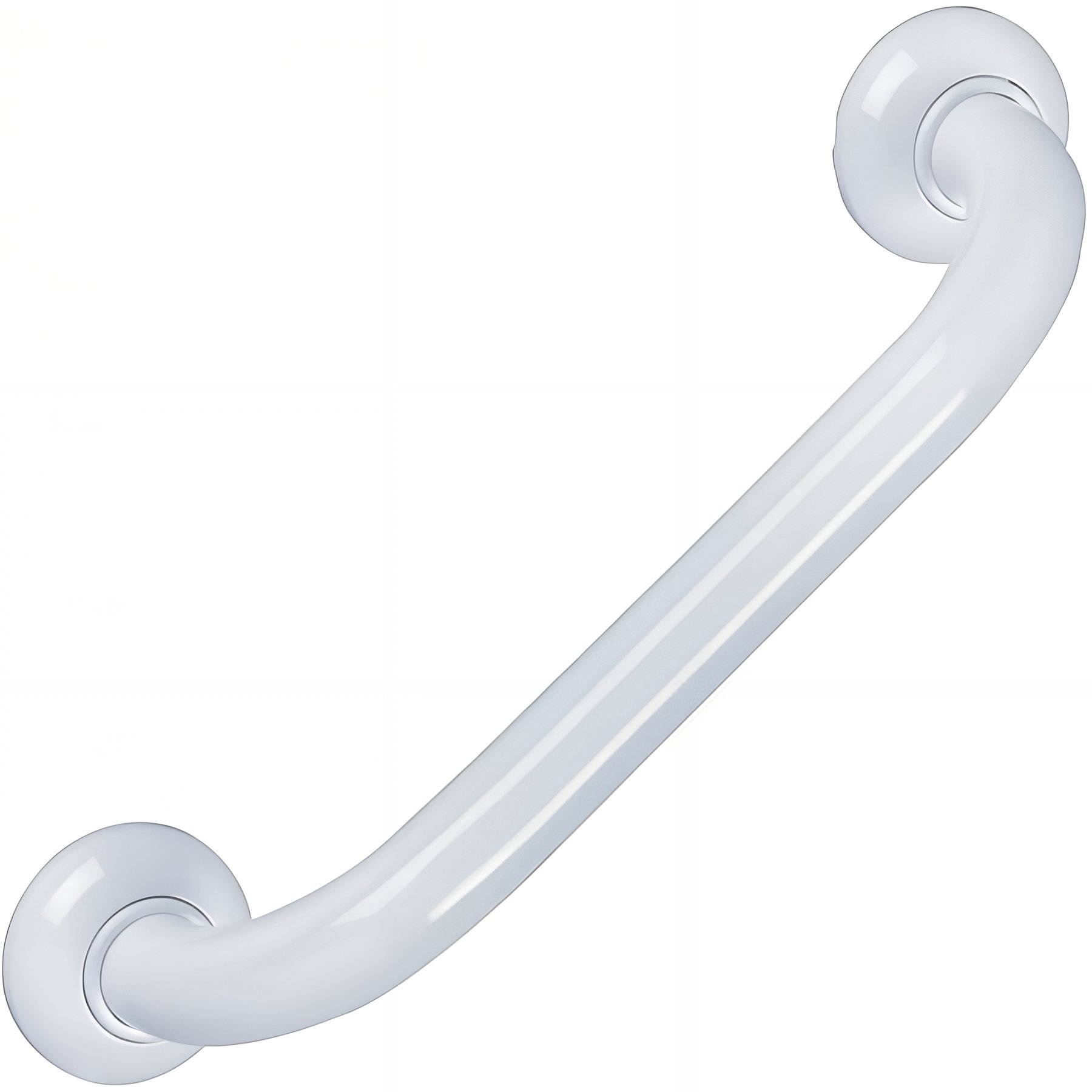 Barre PMR d'appui normes handicapé Gamme PRO PELLET droite longueur 40cm tube alu époxy Ø 30 mm cache-fixations blanche