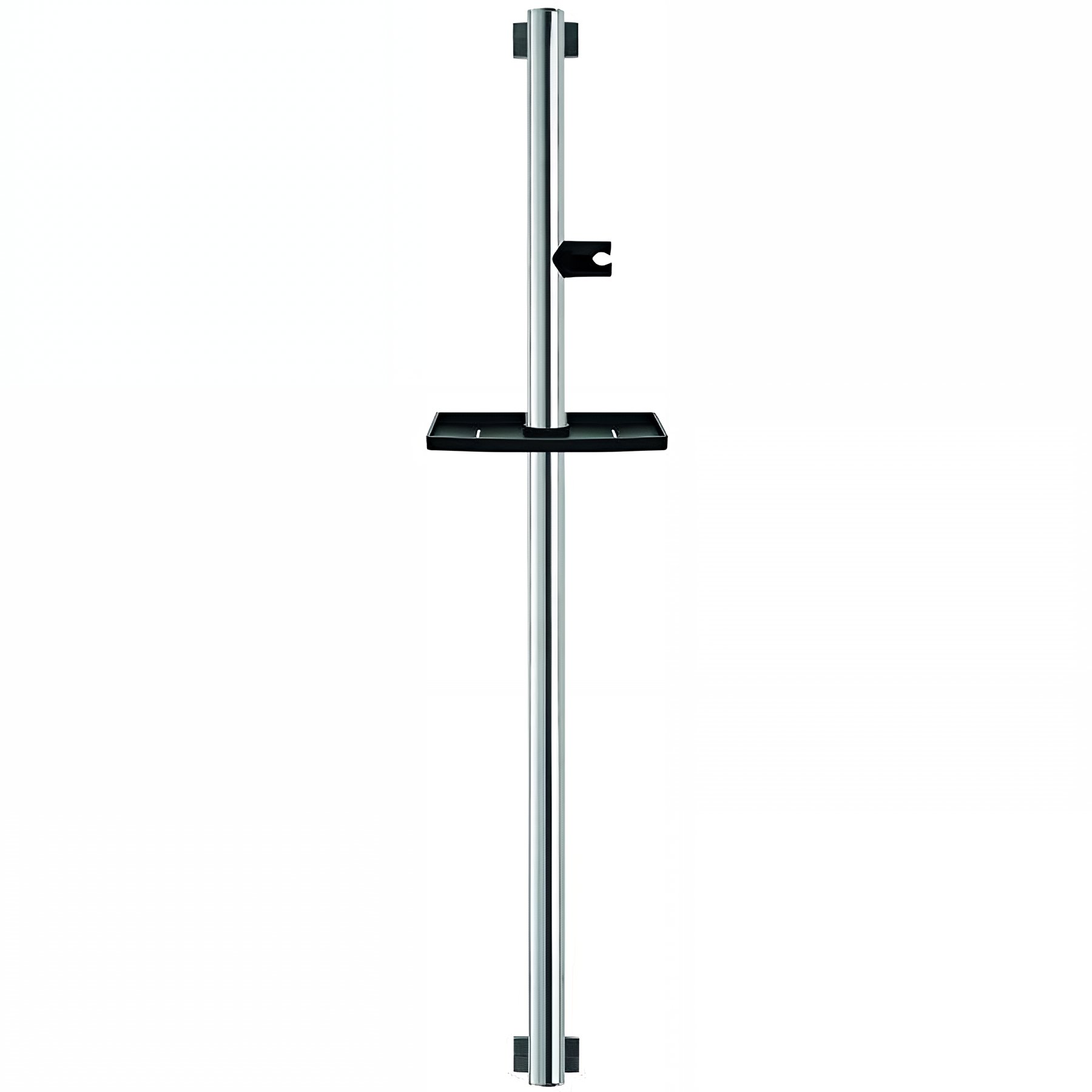 Barre PMR d'appui normes handicapé Gamme PRO PELLET 1,20m tube alu anodisé avec support douchette anthracite cache-fixations Chromé