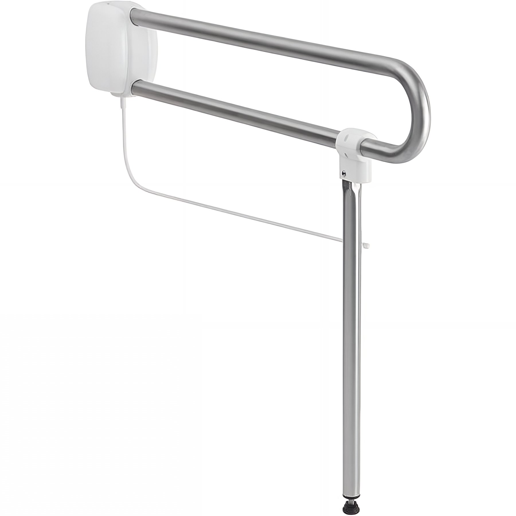 Barre PMR relevable normes handicapé Gamme PRO PELLET Arsis 770 mm avec béquille de soutien anthracite flasque chromé