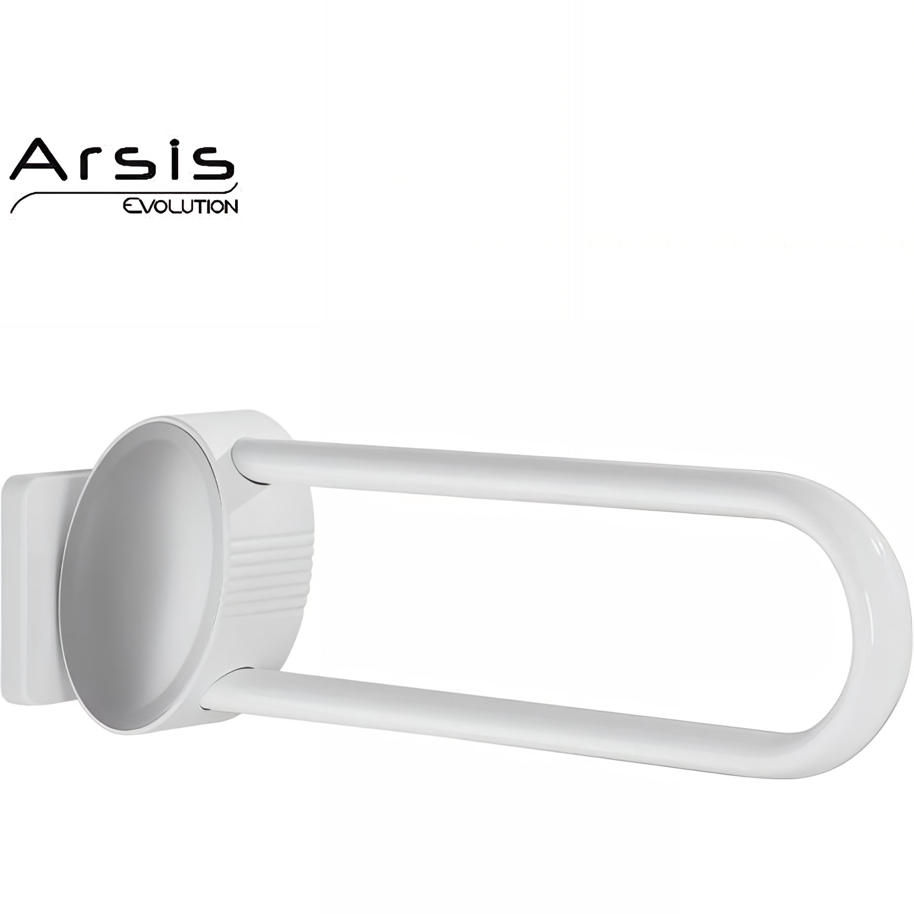 Barre PMR relevable normes handicapé Gamme PRO PELLET longueur 60cm tube aluminium blanc Ø 38x25 mm fixations invisibles