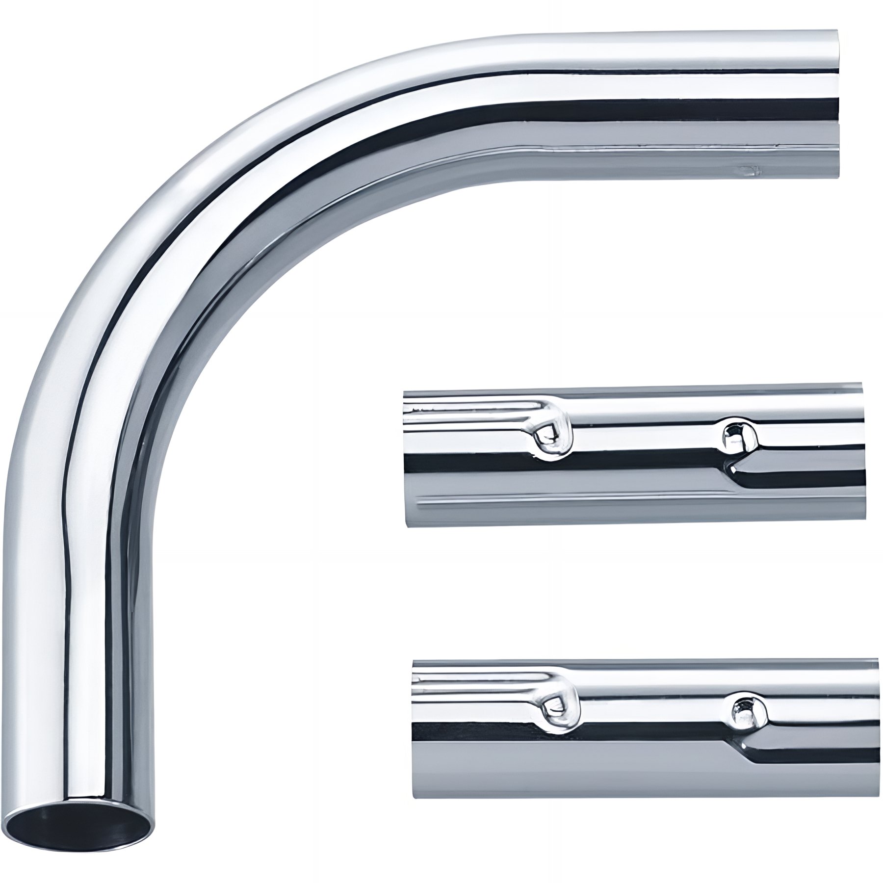 Coude 90° 100x100mm Gamme PRO PELLET pour porte-rideau Ø 20 2 manchons droits laiton chromé