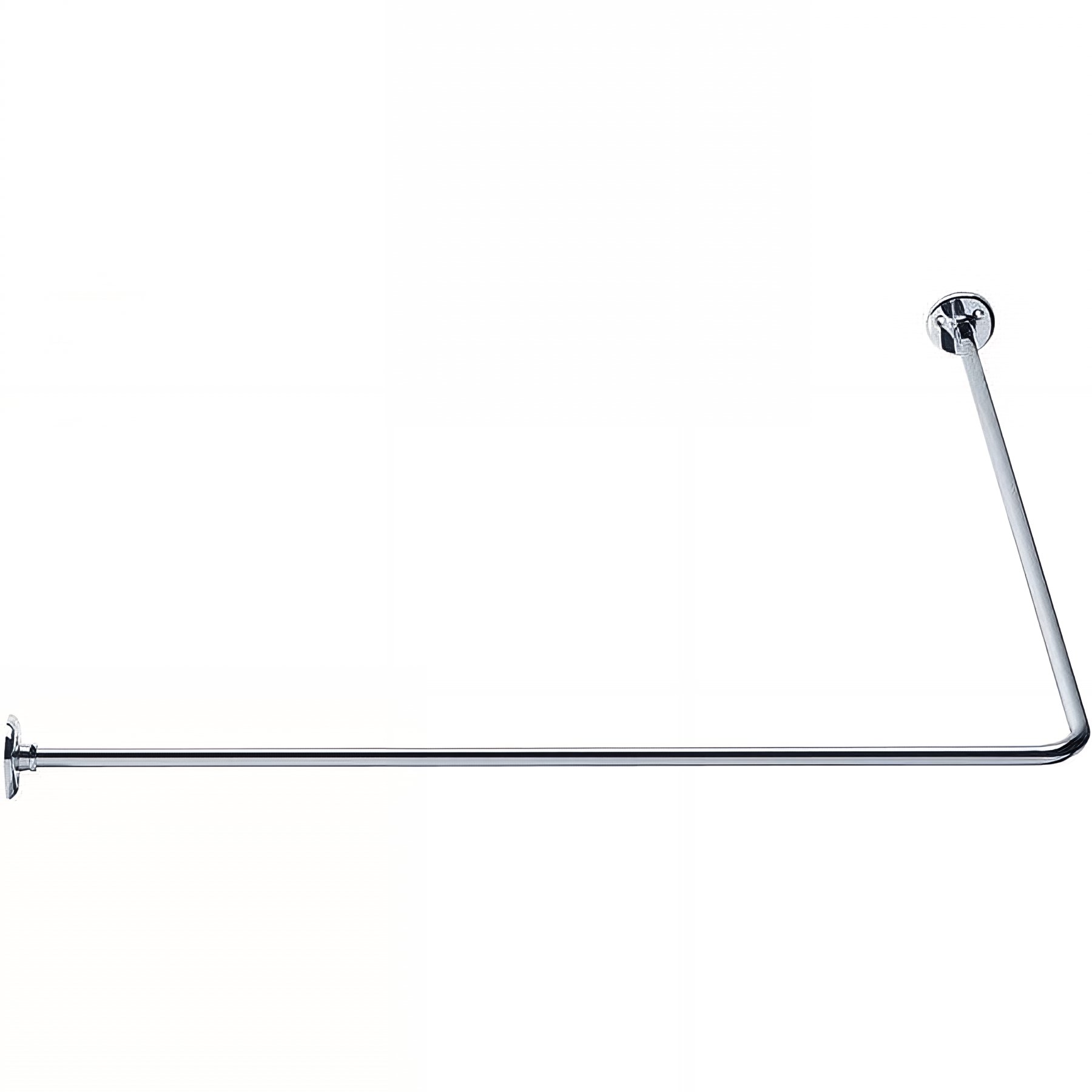 Porte-rideau Gamme PRO PELLET angle 90° 1,70m x 70cm tube laiton chromé Ø 16 mm 2 embases