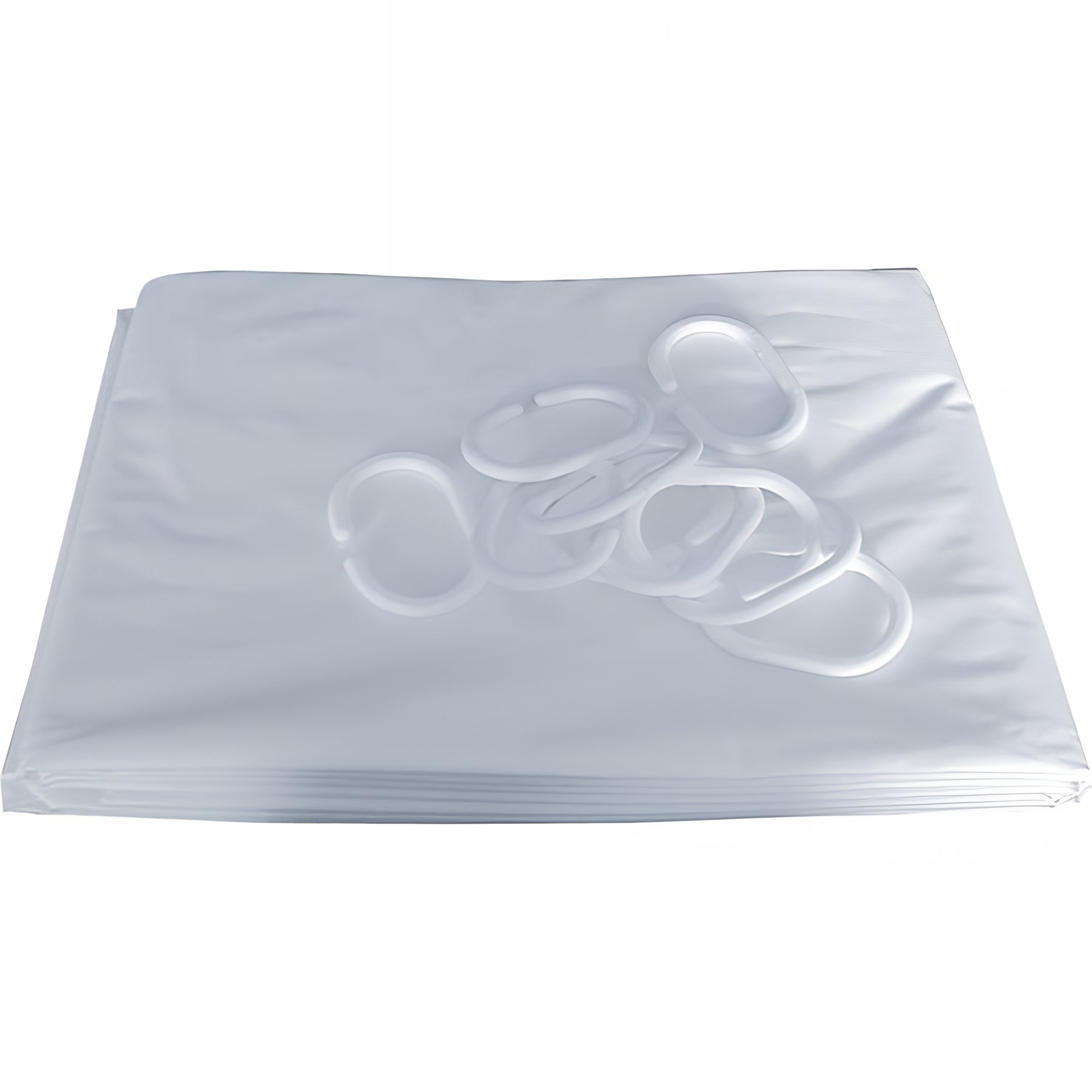 Rideau de douche Gamme PRO PELLET hauteur 2,00m largeur 1,50m 10 anneaux plastique PVC blanc bas coupé