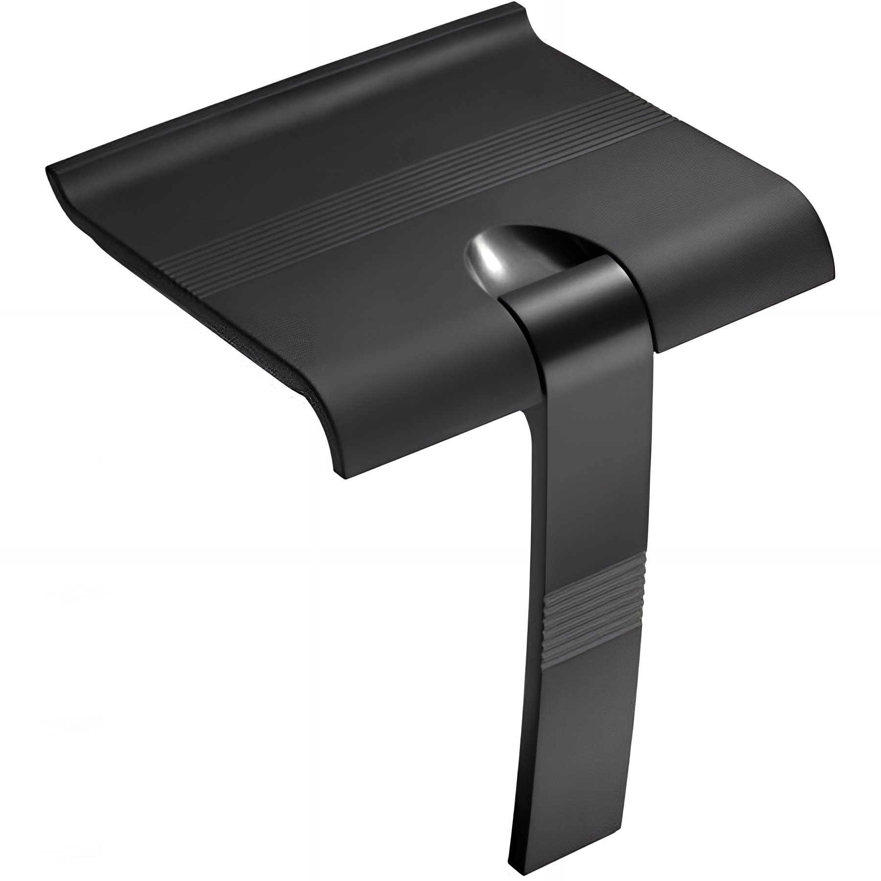 Siège de douche PMR normes handicapé Gamme PRO PELLET escamotable 442X450X500 pied alu et assise noir mat