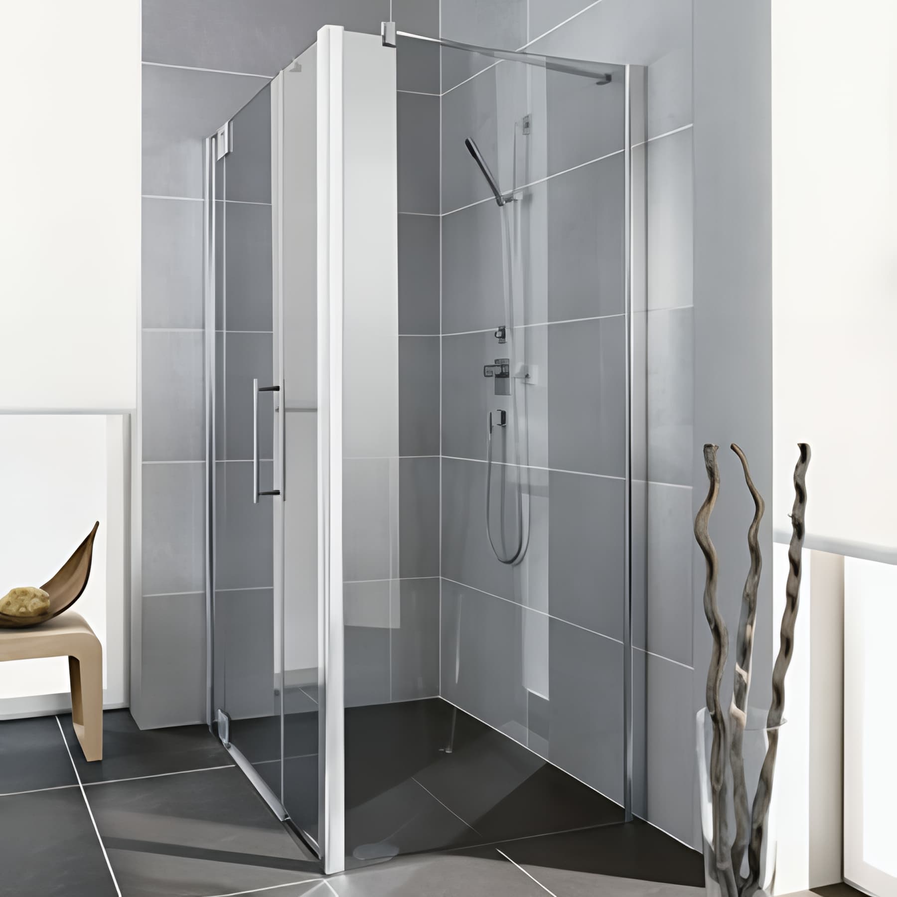 Paroi de douche fixe largeur 75cm hauteur 200 cm profilé argent poli verre clair