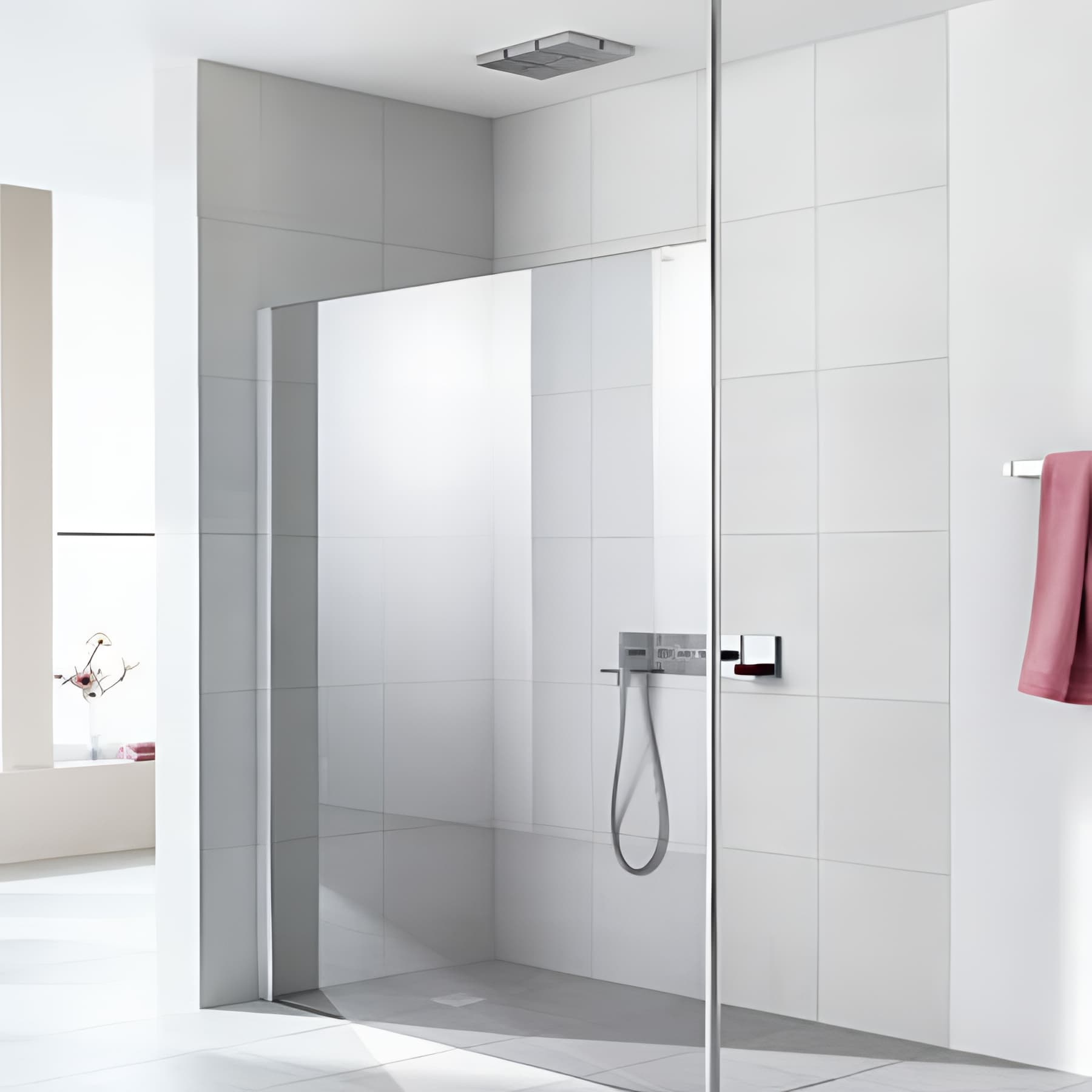 Paroi de douche walk-in-SHOWER largeur 120 cm hauteur 200 cm profilé argent poli verre clair