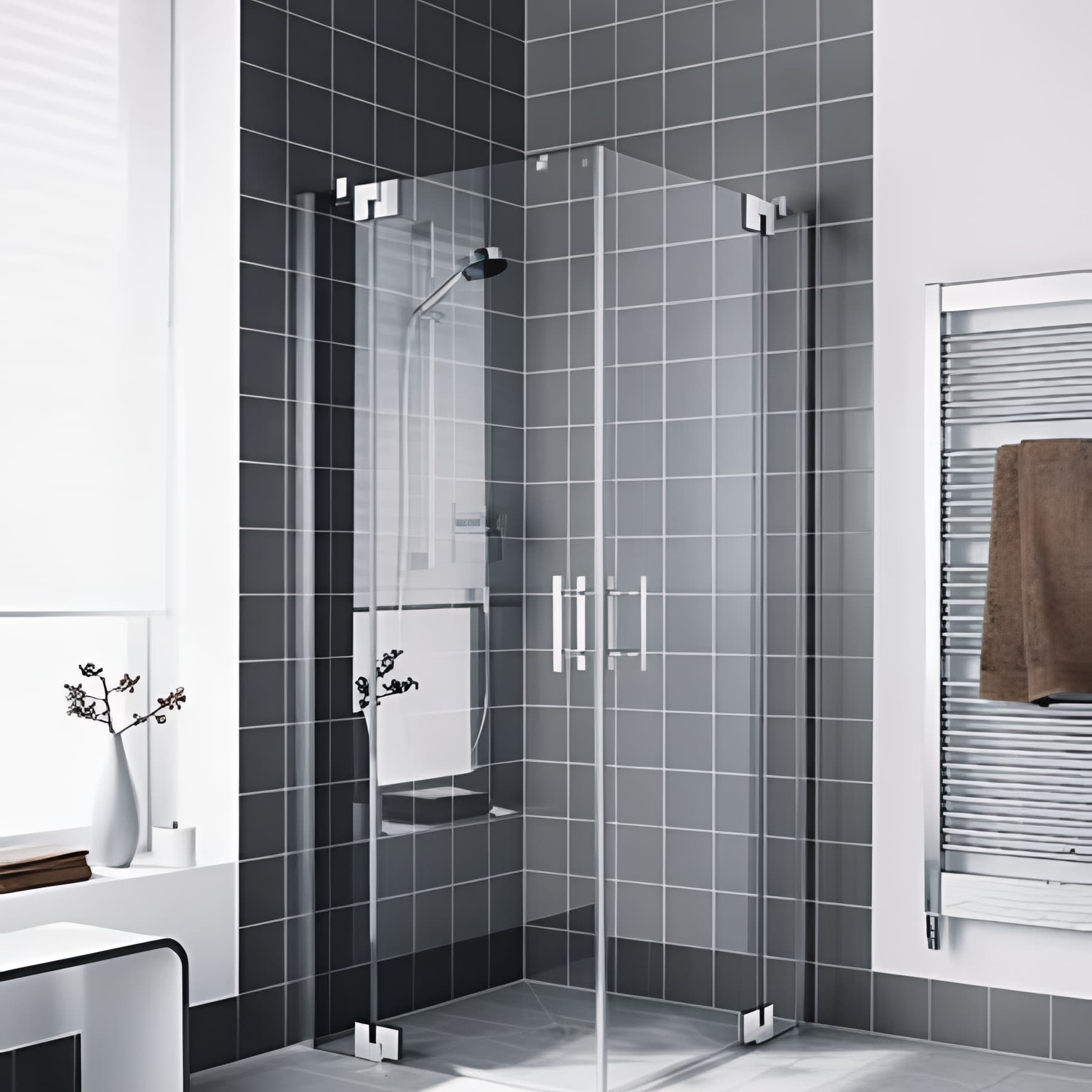 Demi paroi de douche angle pivotante largeur 75cm hauteur 200 cm profilé argent poli verre clair