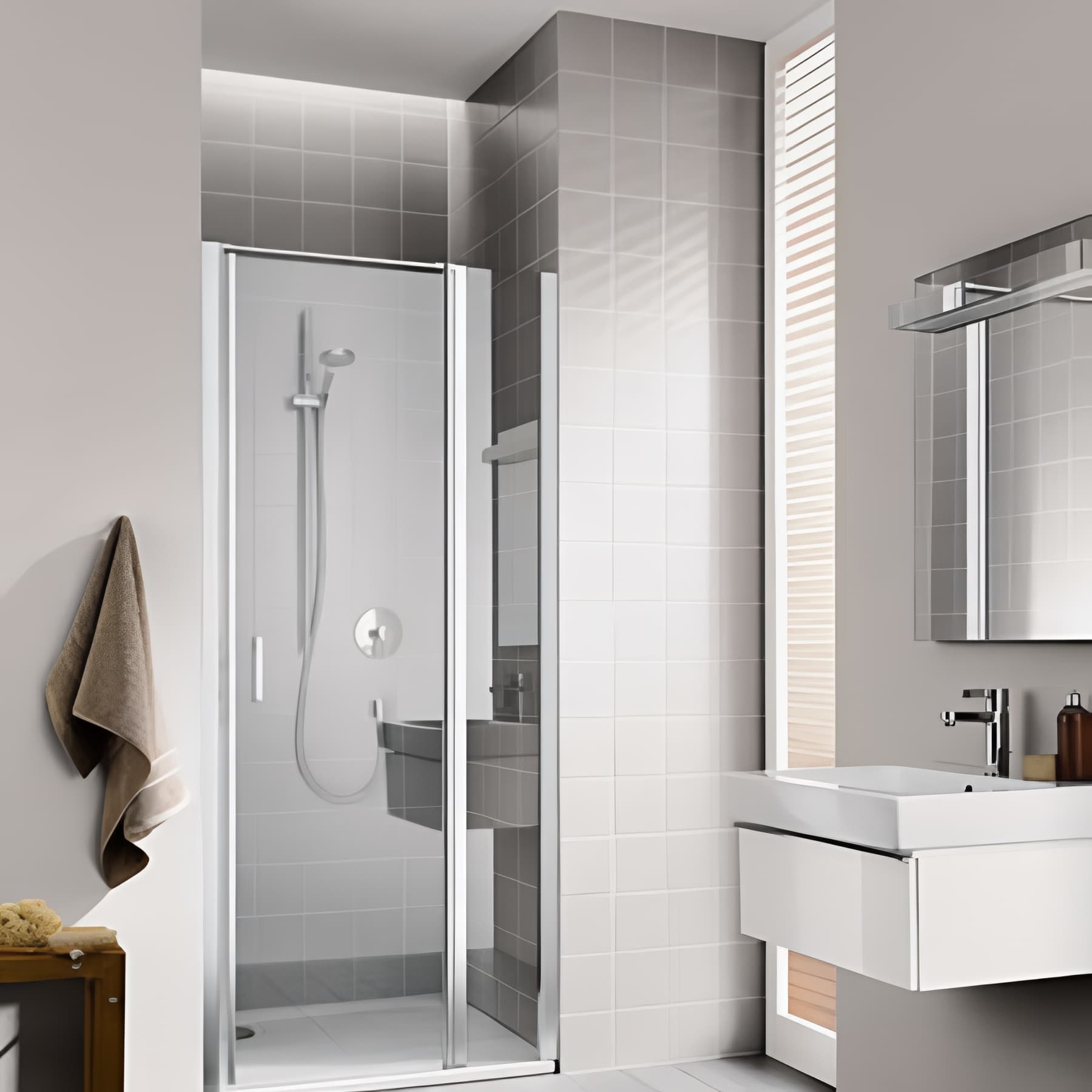 Paroi de douche pivotante largeur 80cm hauteur 200 cm profilé argent poli verre clair
