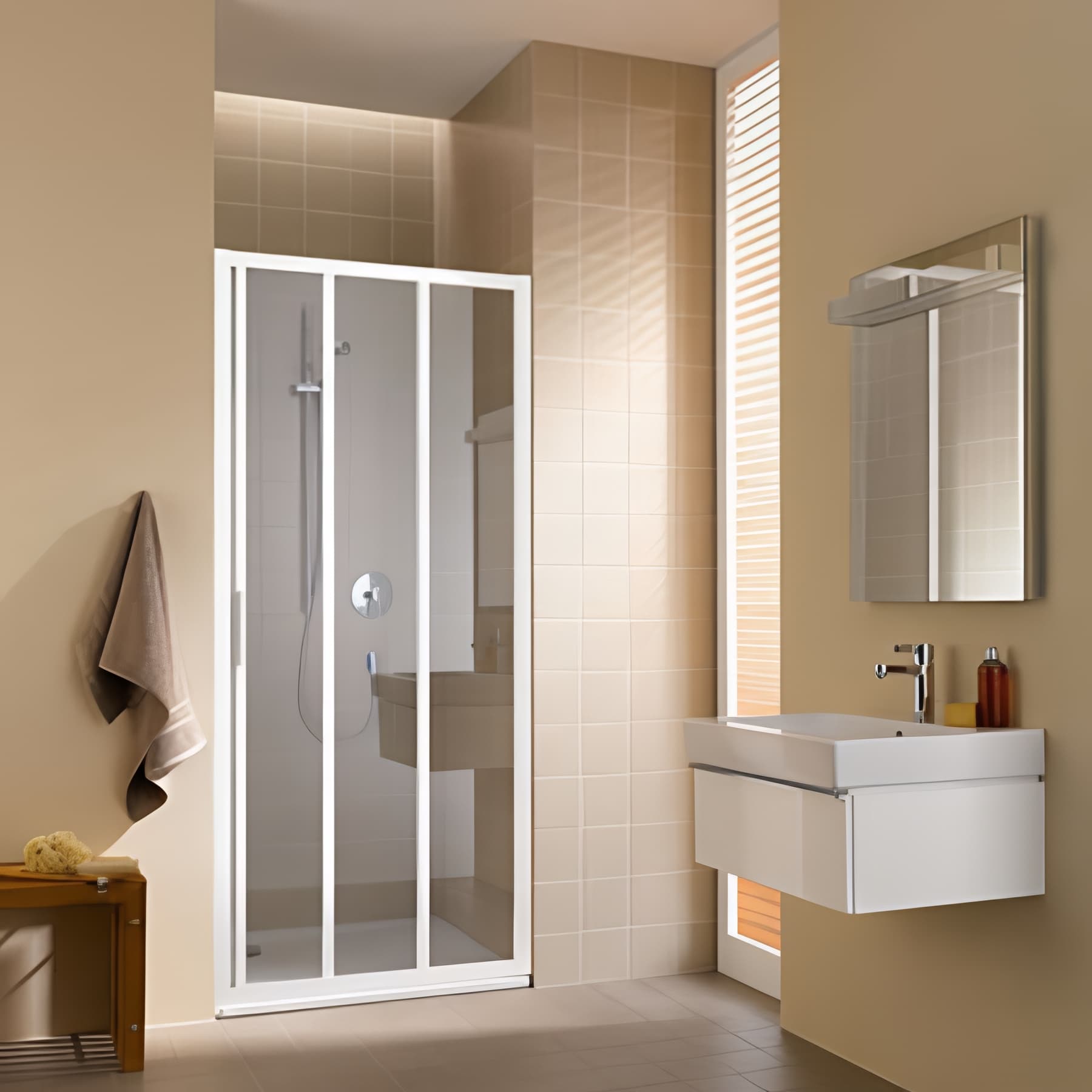 Paroi de douche coulissante largeur 70cm hauteur 200 cm blanc verre clair
