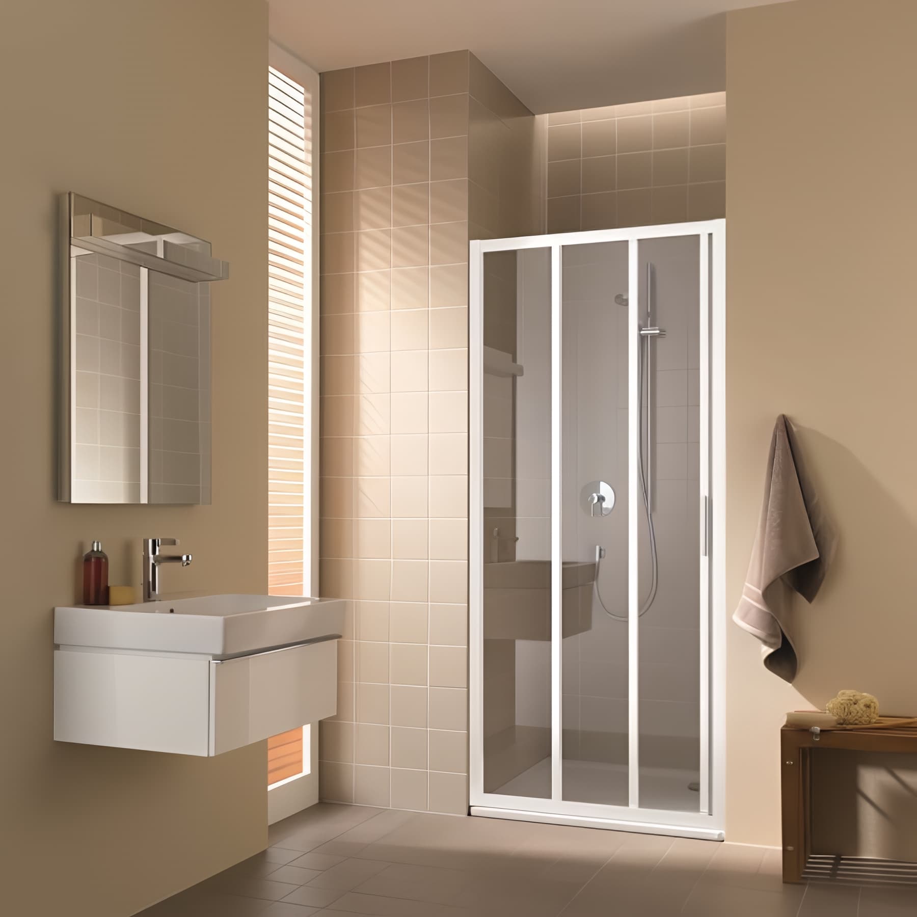 Paroi de douche coulissante largeur 70cm hauteur 200 cm blanc verre clair