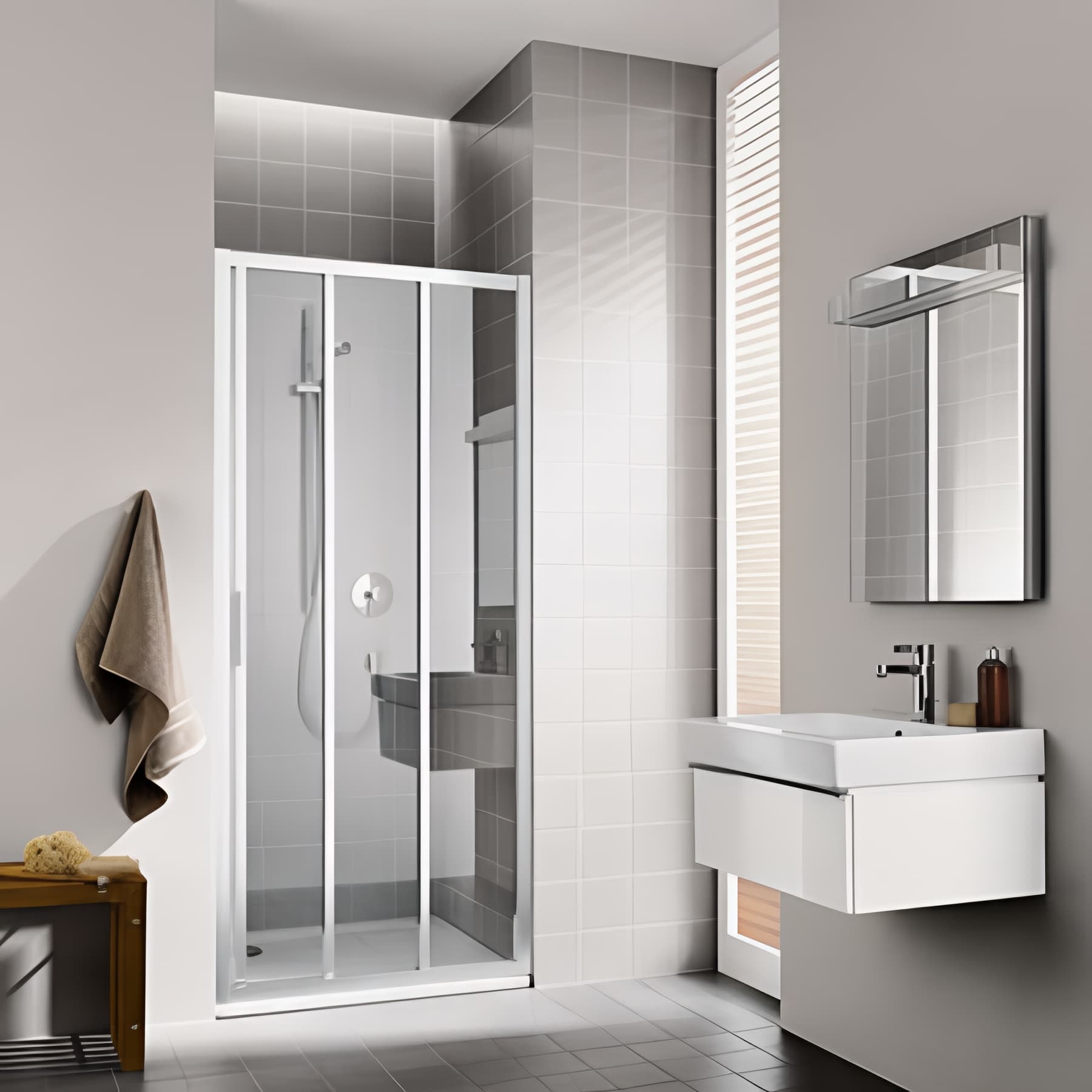 Paroi de douche coulissante largeur 70cm hauteur 200 cm profilé argent poli verre clair