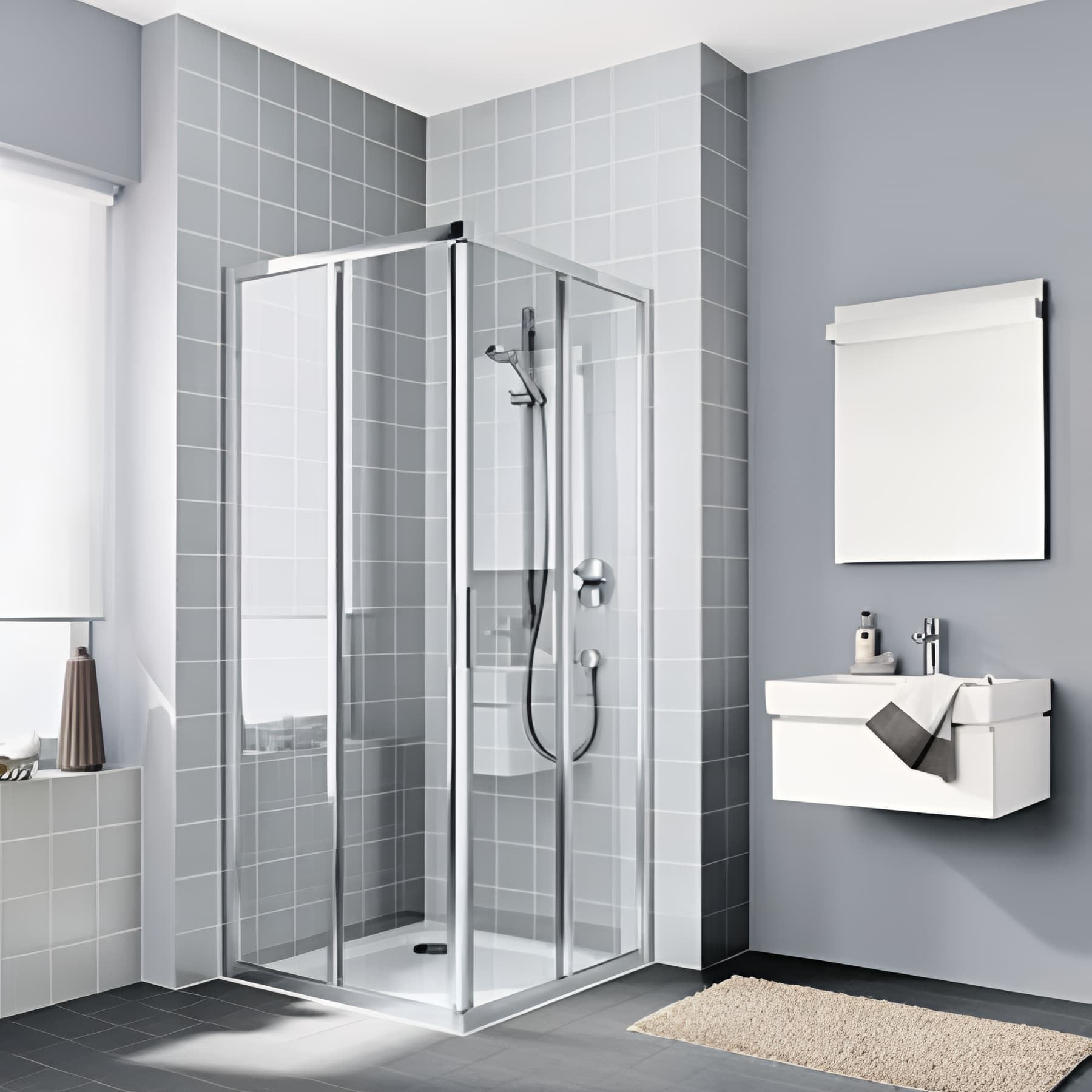 Demi paroi de douche angle coulissante largeur 120 cm hauteur 200 cm profilé argent poli verre clair
