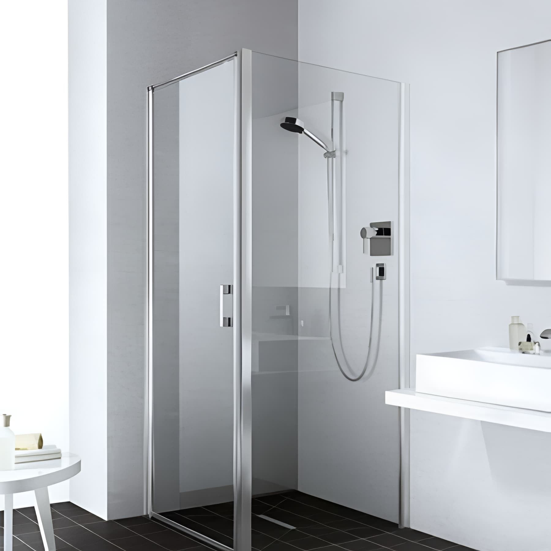 Paroi de douche fixe largeur 75cm hauteur 200 cm profilé argent poli verre clair