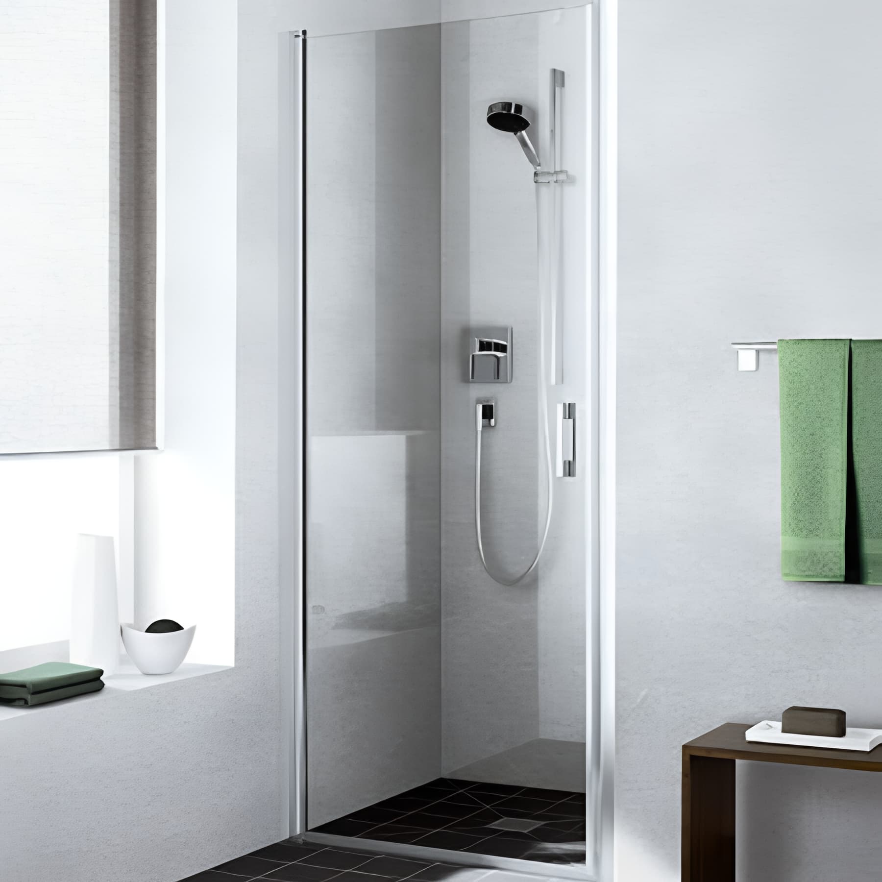 Paroi de douche pivotante largeur 105 cm hauteur 200 cm profilé argent poli verre clair