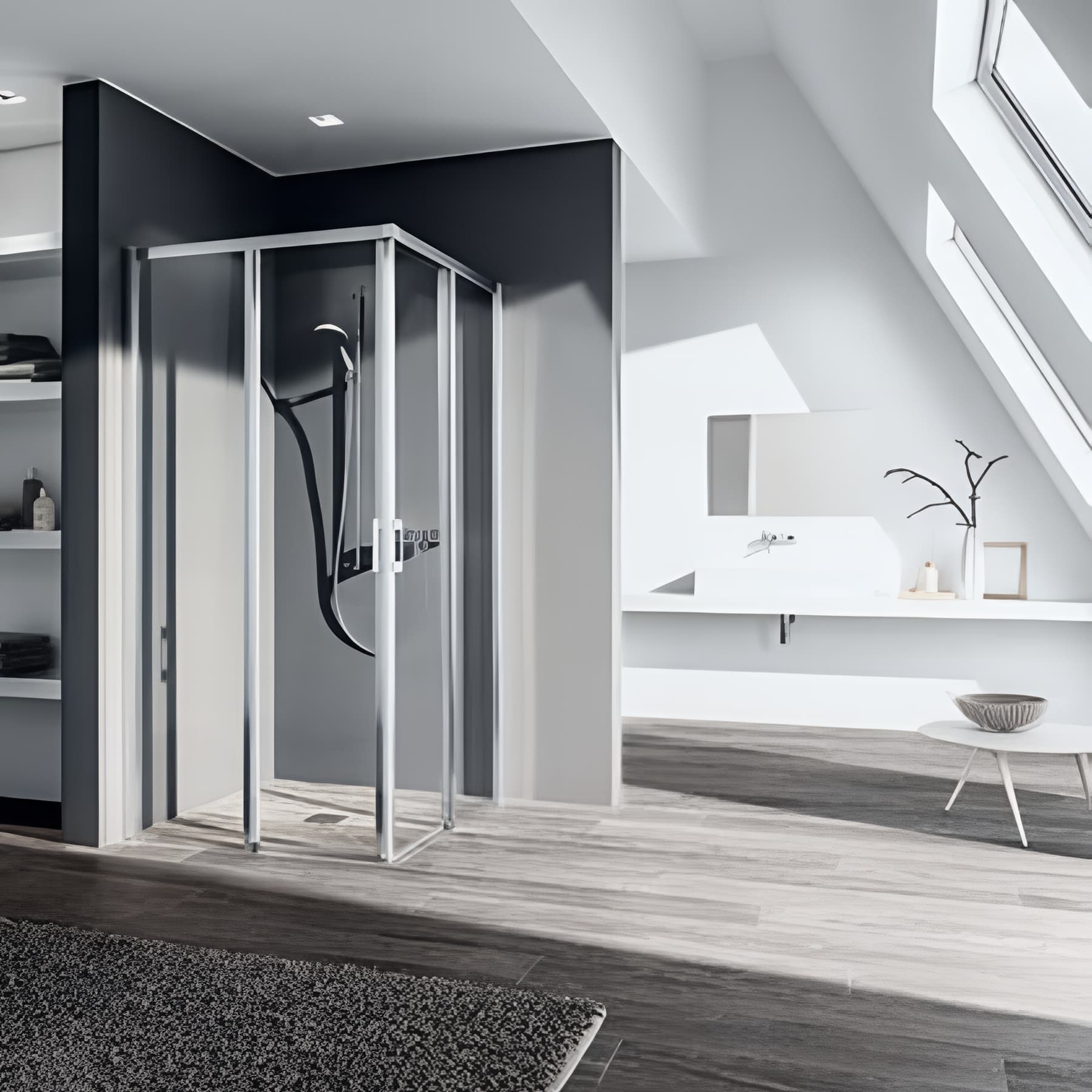 Demi paroi de douche angle coulissante largeur 80cm hauteur 200 cm argent finition mat verre clair