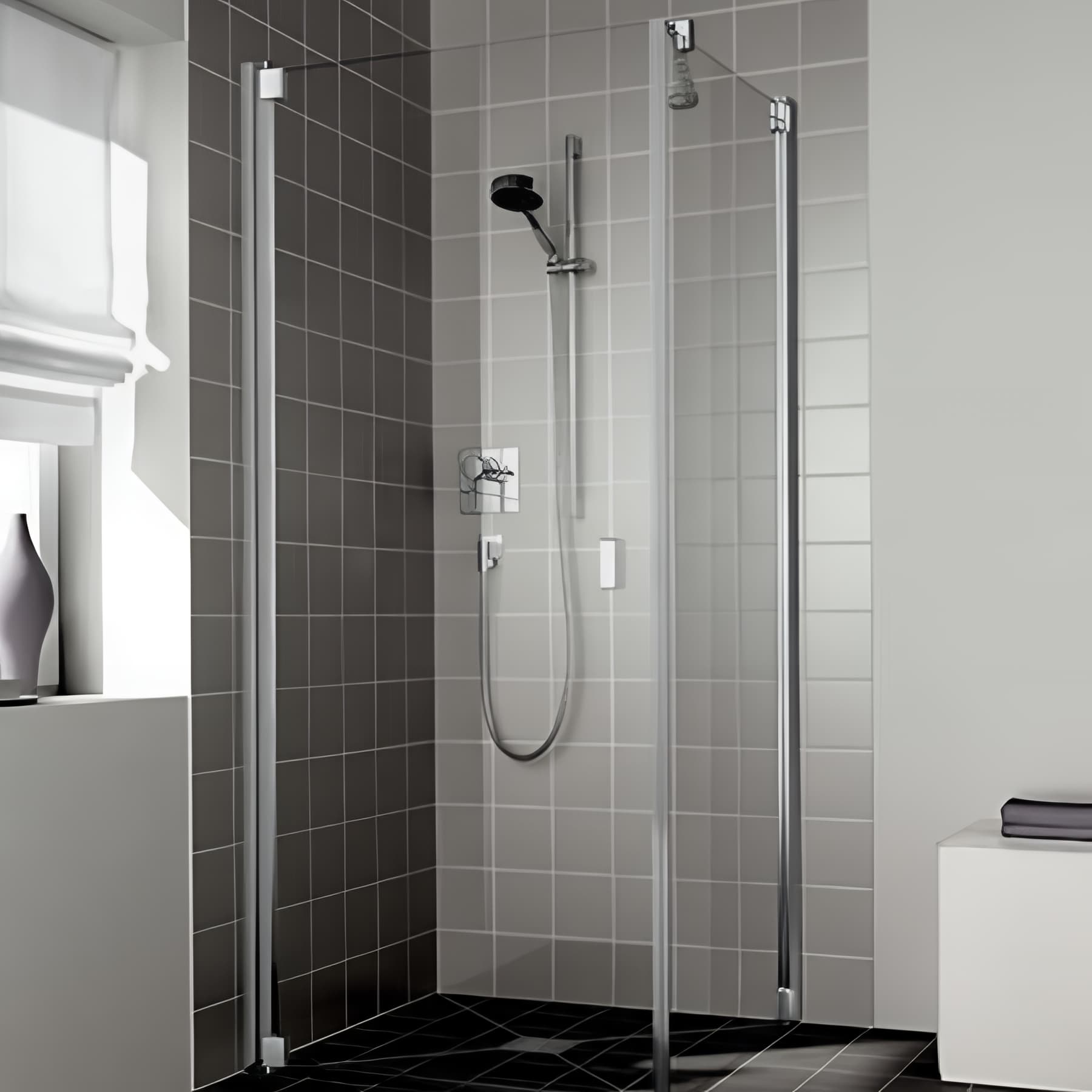 Paroi de douche pivotante largeur 75cm hauteur 200 cm profilé argent poli verre clair
