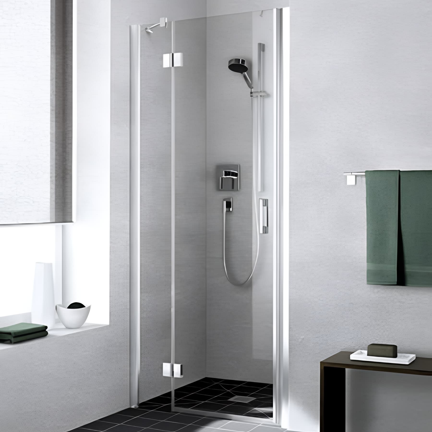 Paroi de douche pivotante largeur 75cm hauteur 200 cm profilé argent poli verre clair