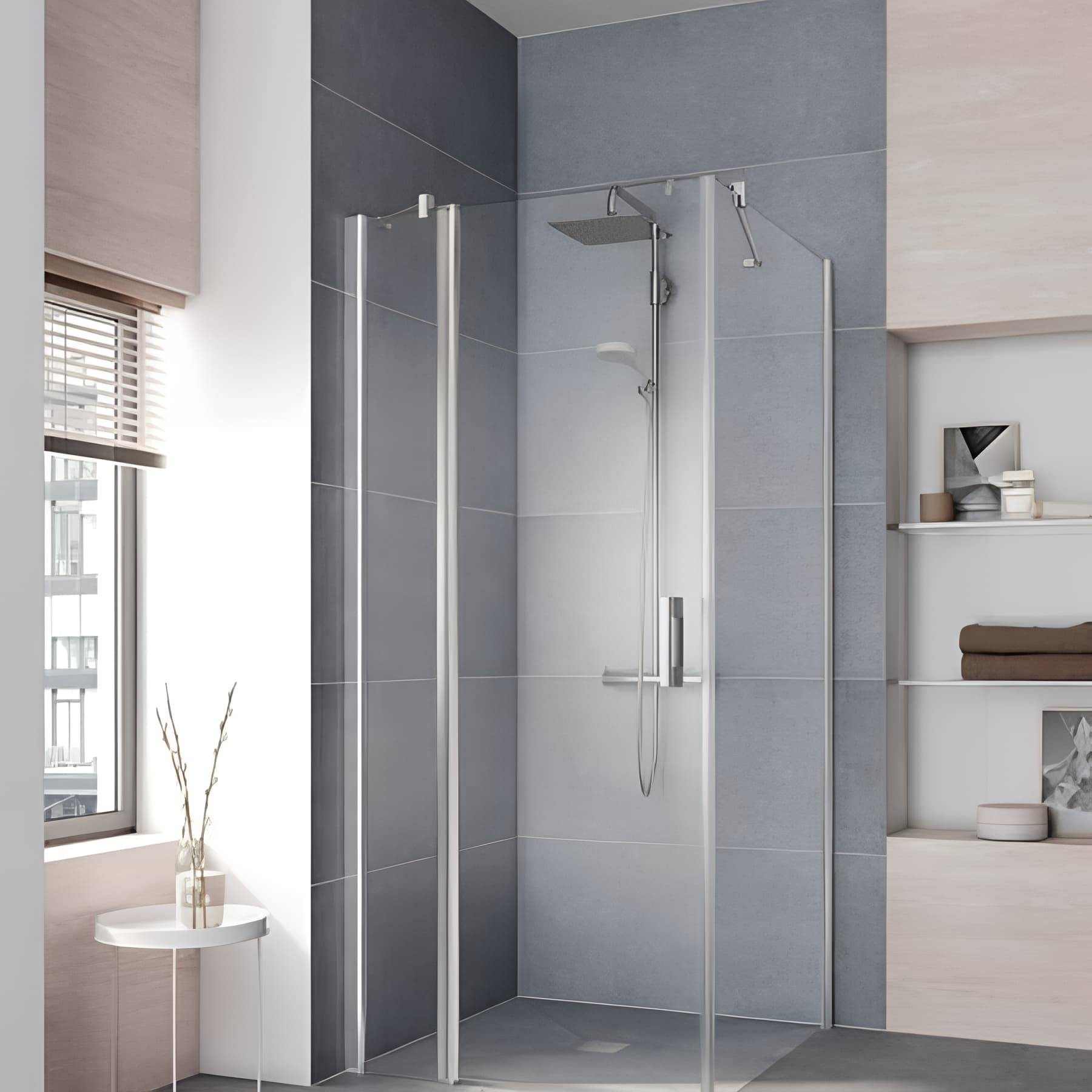 Paroi de douche pivotante largeur 80cm hauteur 200 cm profilé argent poli verre clair