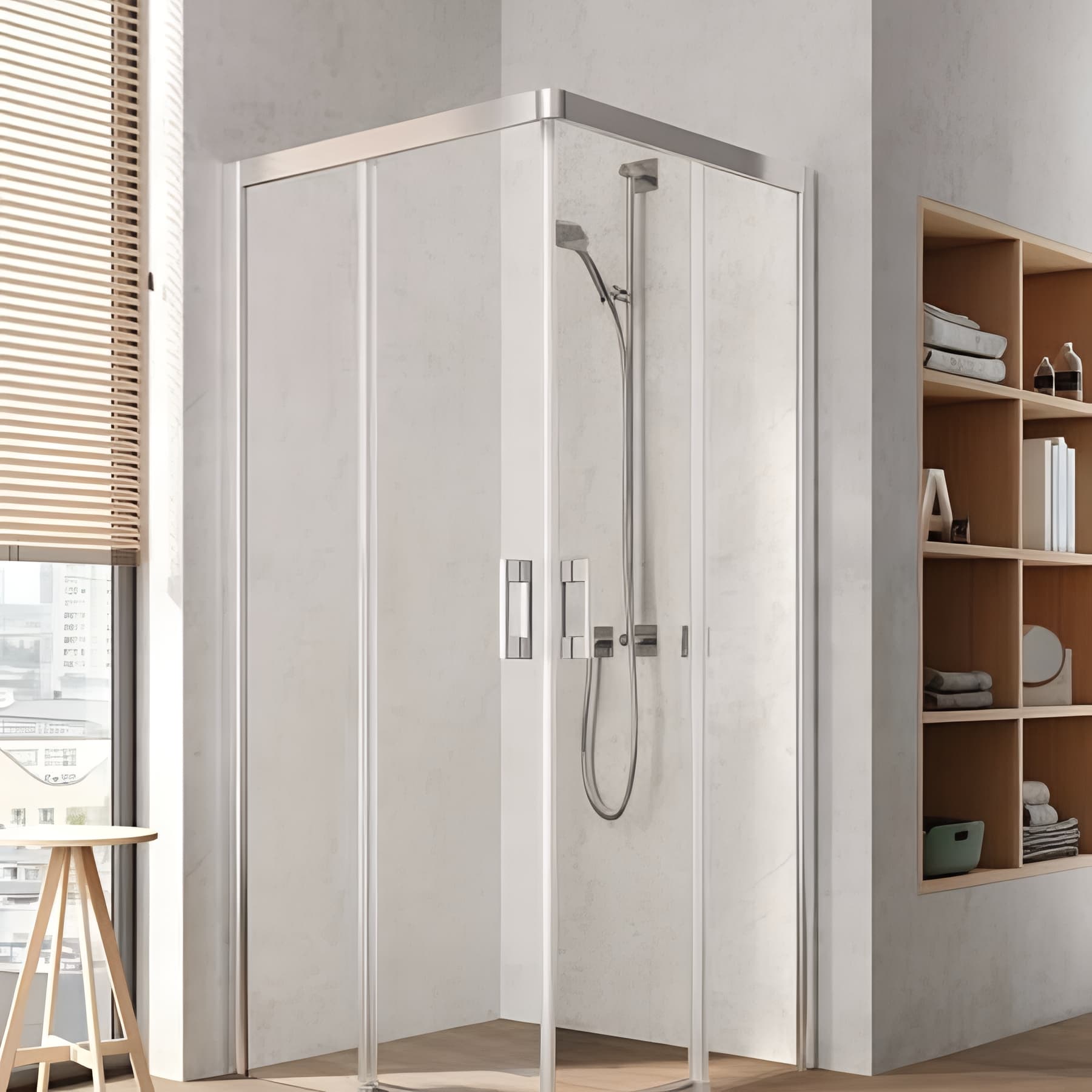 Demi paroi de douche angle coulissante largeur 80cm hauteur 200 cm profilé argent poli verre clair
