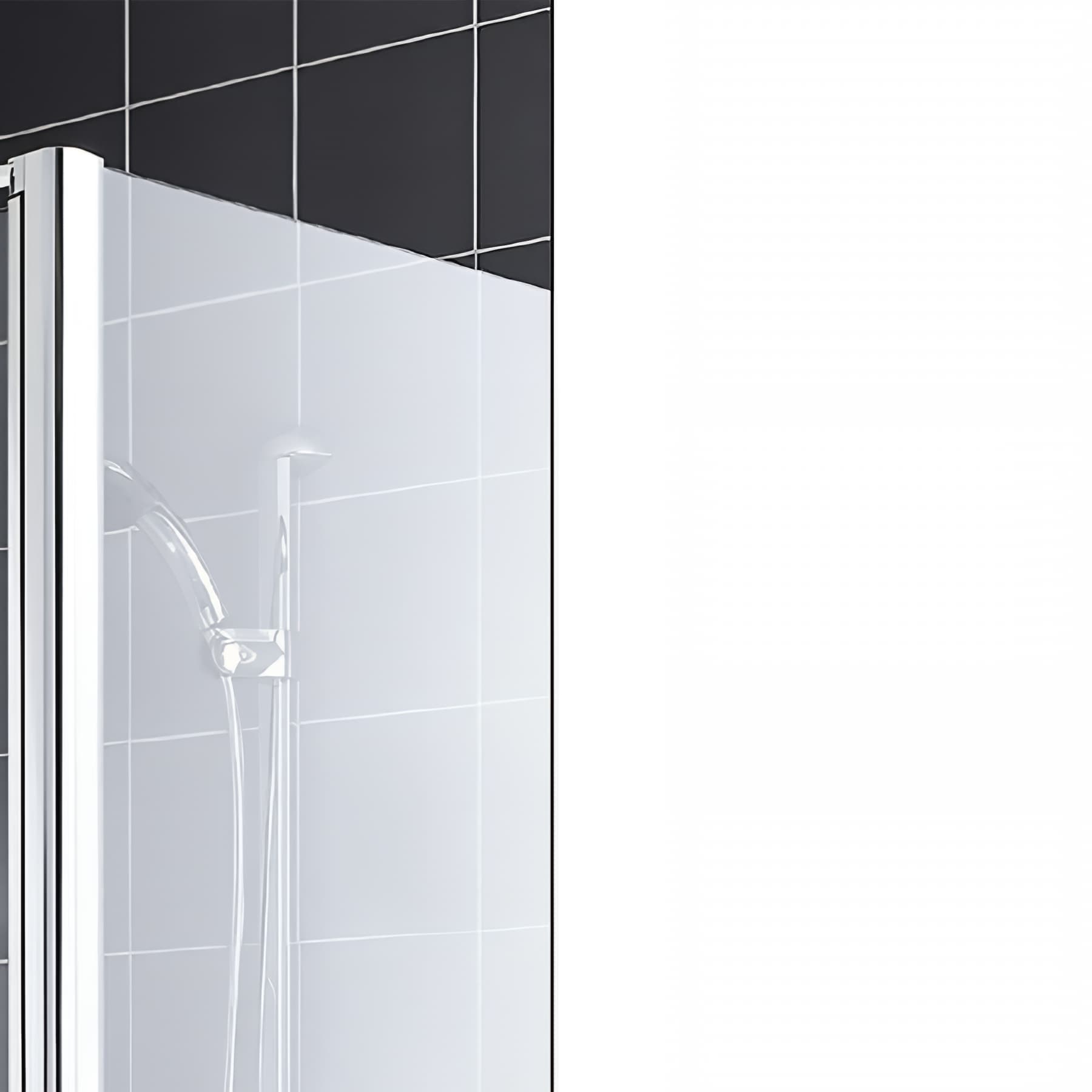 Demi paroi de douche angle pivotante largeur 120 cm hauteur 200 cm profilé argent poli verre dépoli