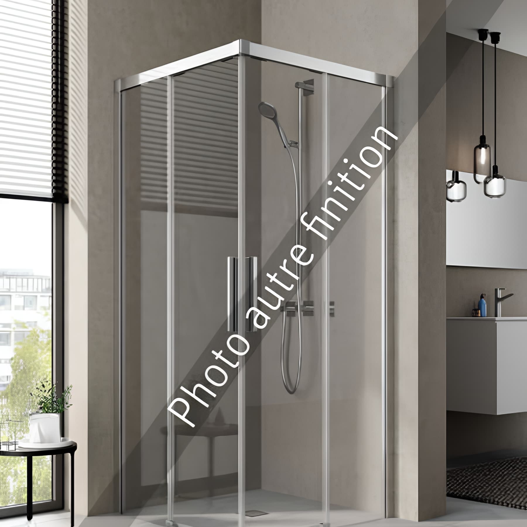Demi paroi de douche angle coulissante largeur 100 cm hauteur 200 cm profilé noir soft verre clair
