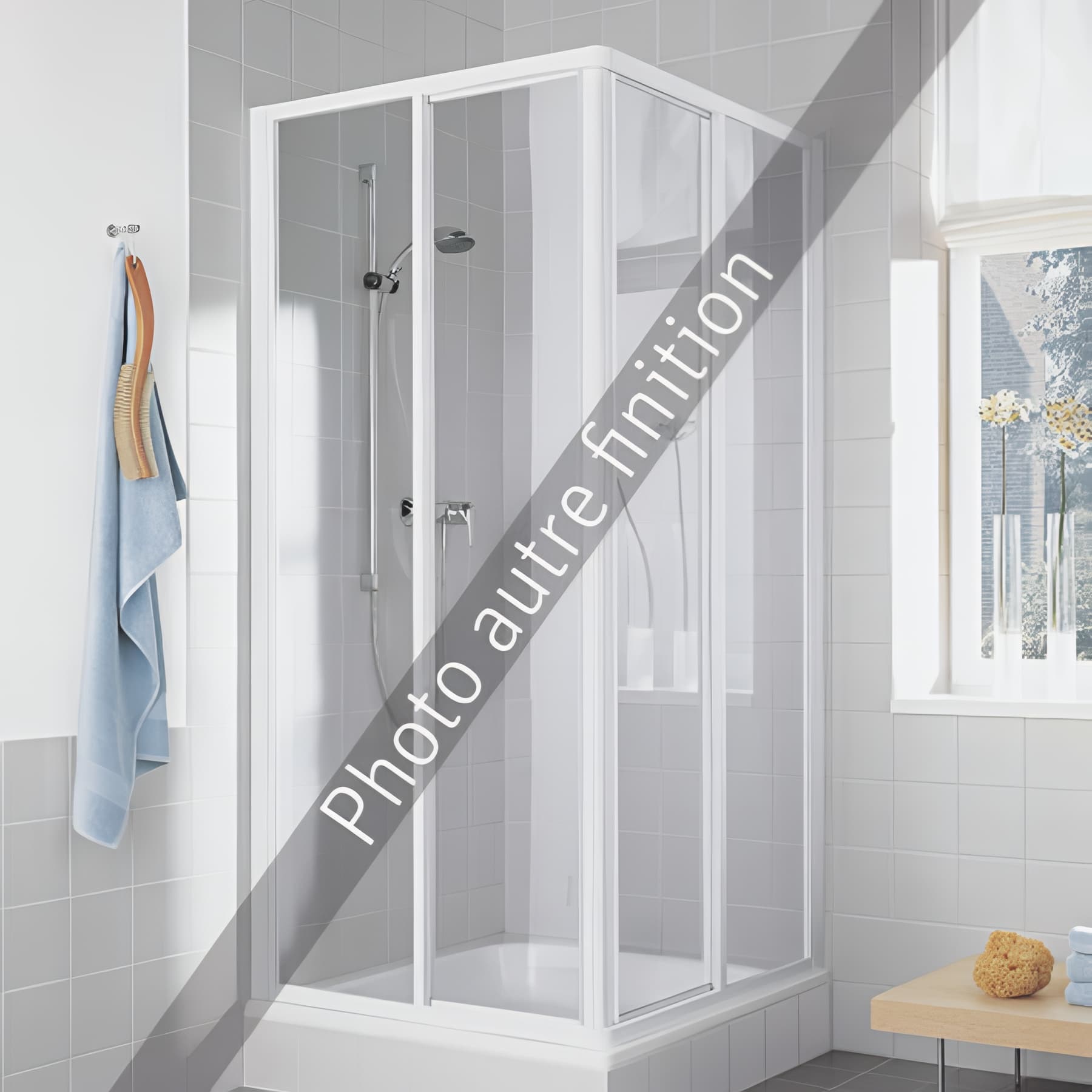 Demi paroi de douche angle coulissante largeur 70cm hauteur 190 cm profilé argent poli verre clair