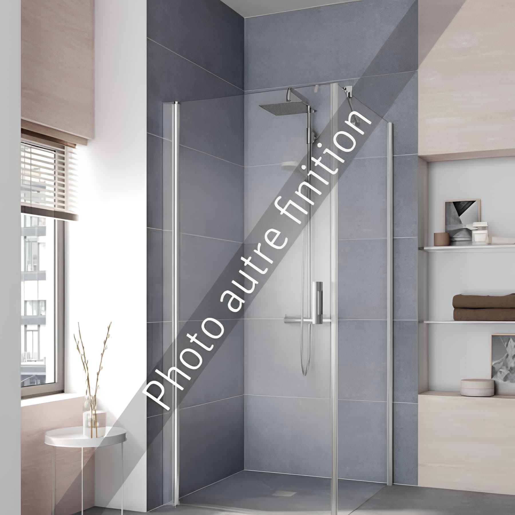 Paroi de douche fixe largeur 80cm hauteur 200 cm profilé argent poli verre décor diamant