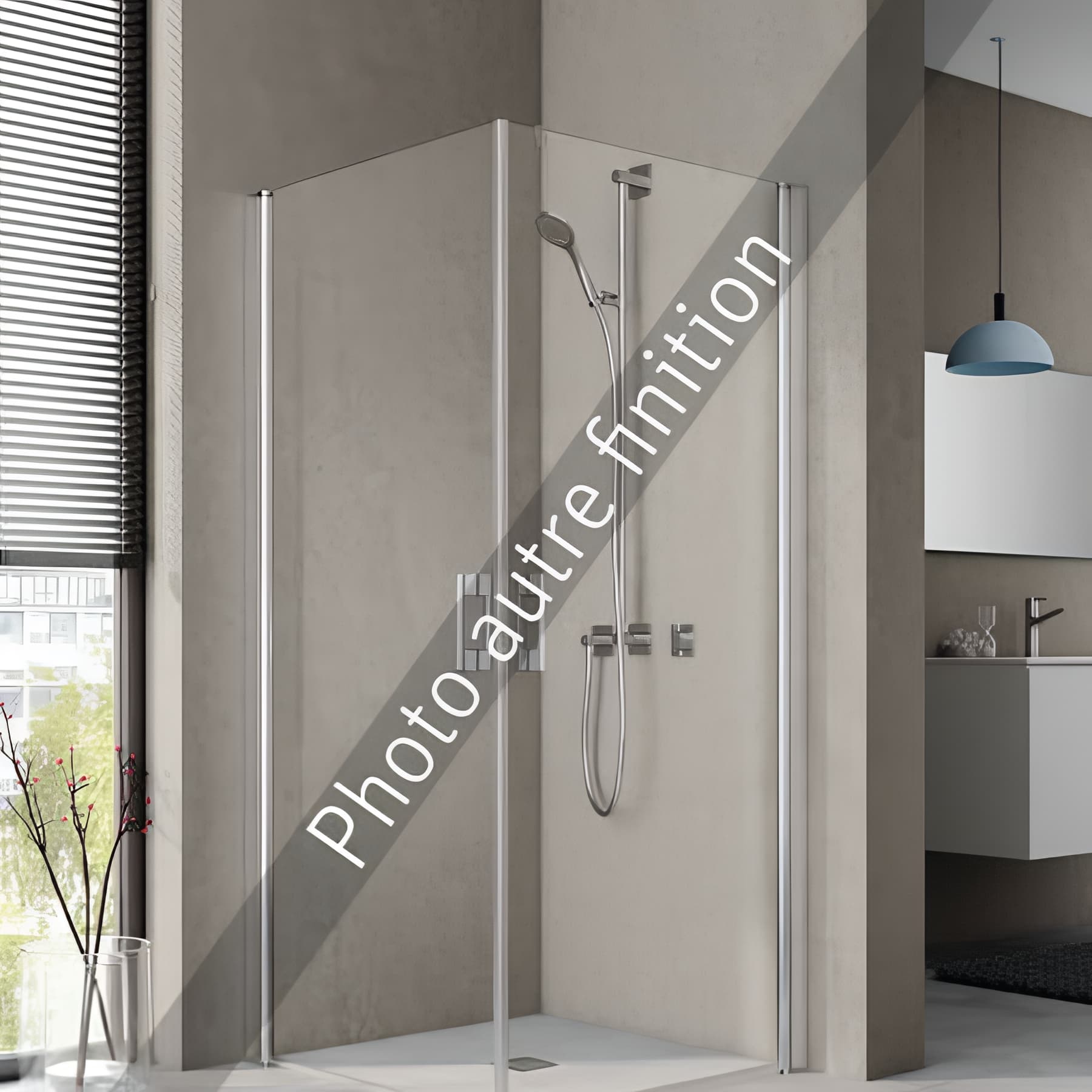 Demi paroi de douche angle pivotante largeur 80cm hauteur 200 cm profilé argent poli verre décor diamant