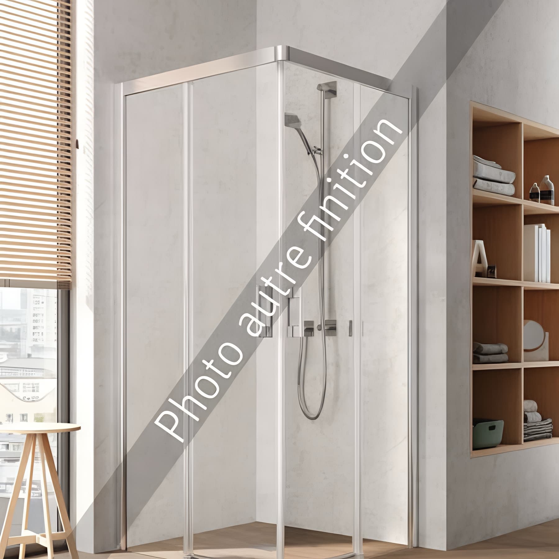 Demi paroi de douche angle coulissante largeur 120 cm hauteur 200 cm profilé argent poli verre décor diamant