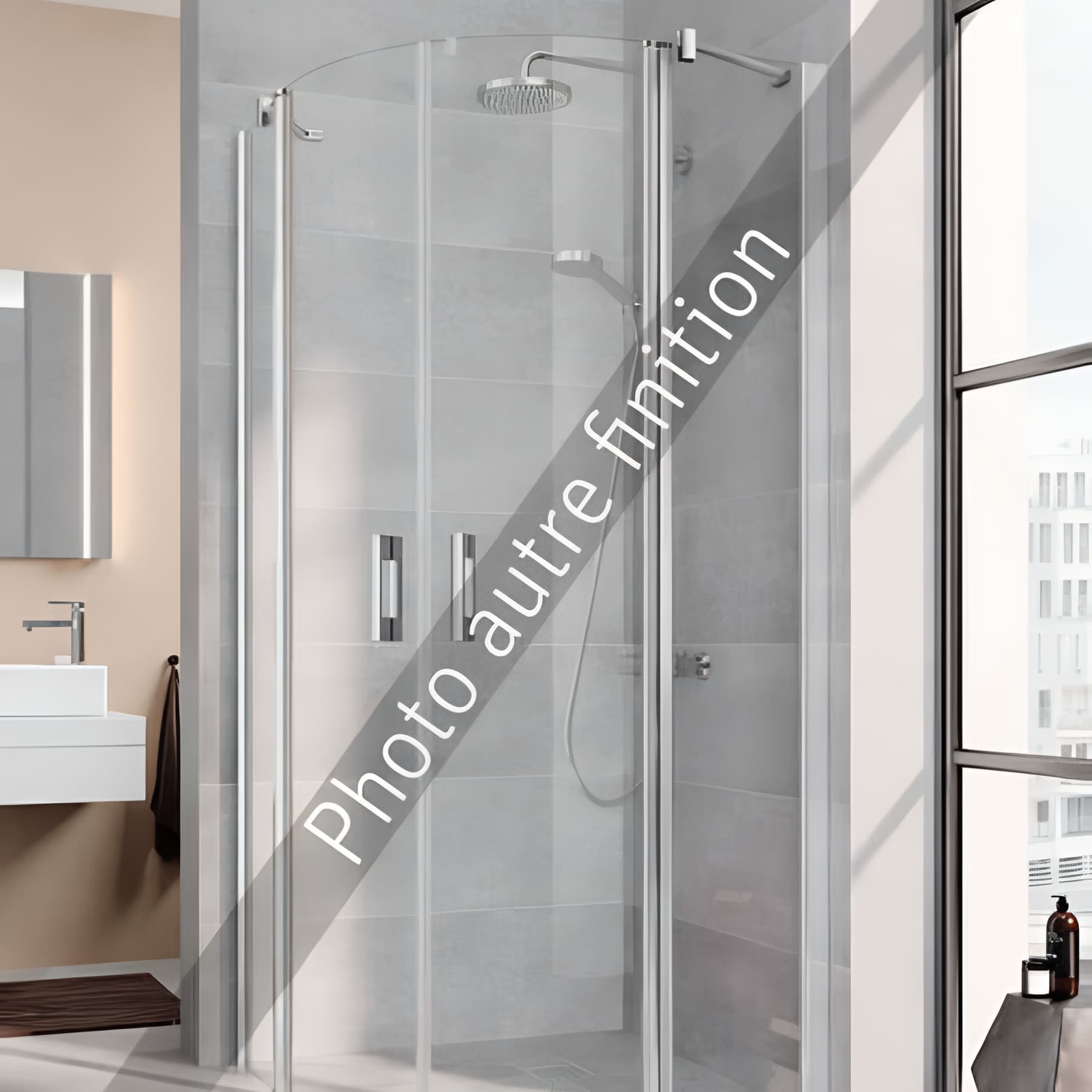 Paroi de douche arrondie pivotante largeur 80cm hauteur 200 cm profilé argent poli verre clair clean