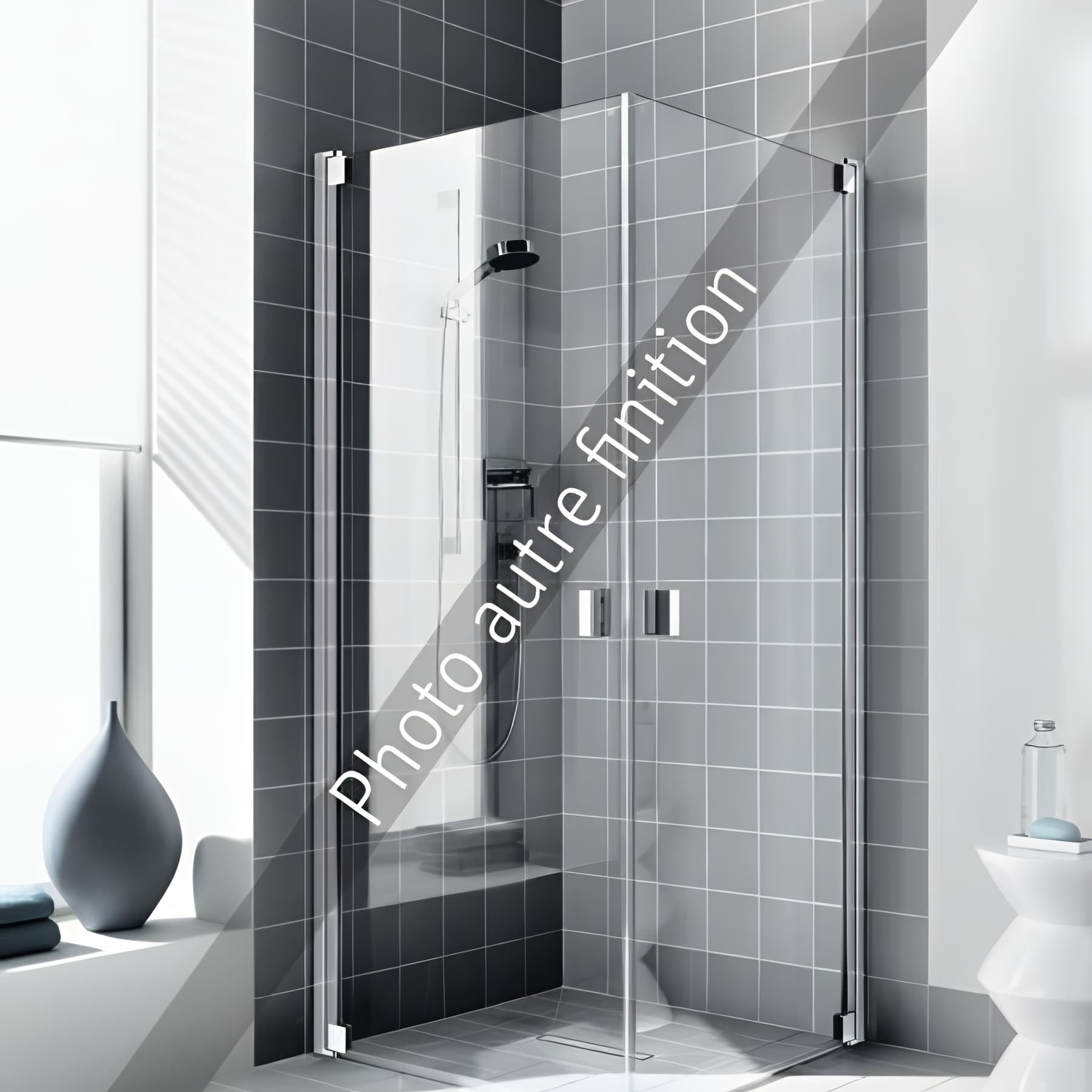 Demi paroi de douche angle pivotante largeur 75cm hauteur 200 cm profilé noir soft verre clair