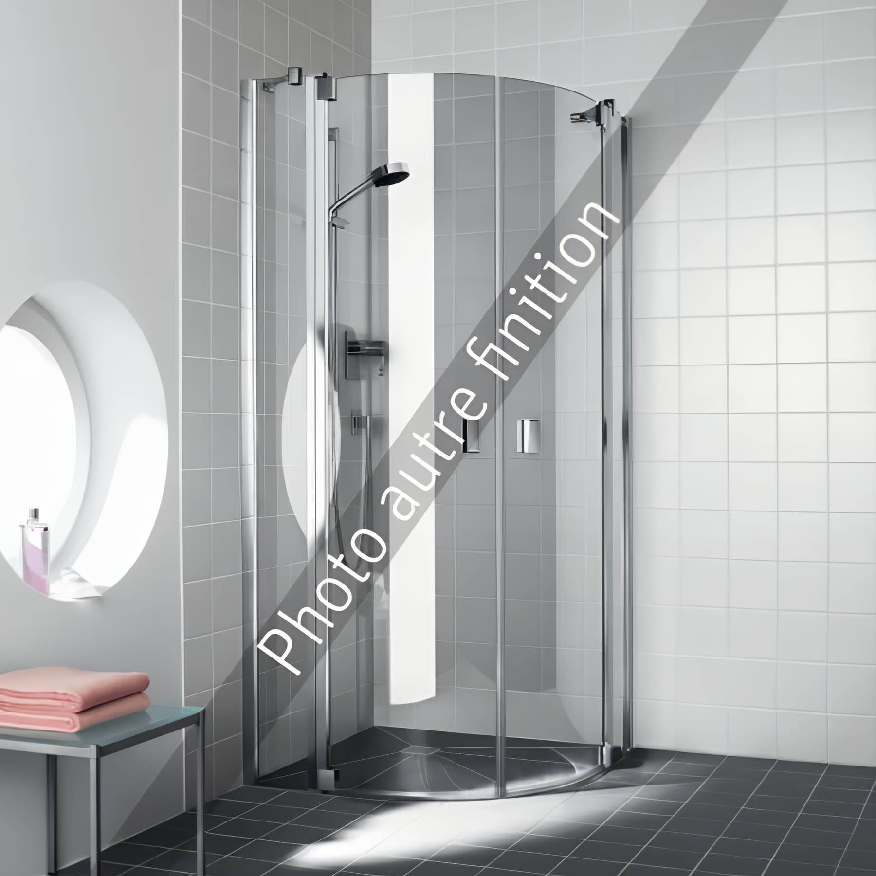 Paroi de douche arrondie pivotante largeur 101 cm hauteur 200 cm argent finition mat verre clair clean
