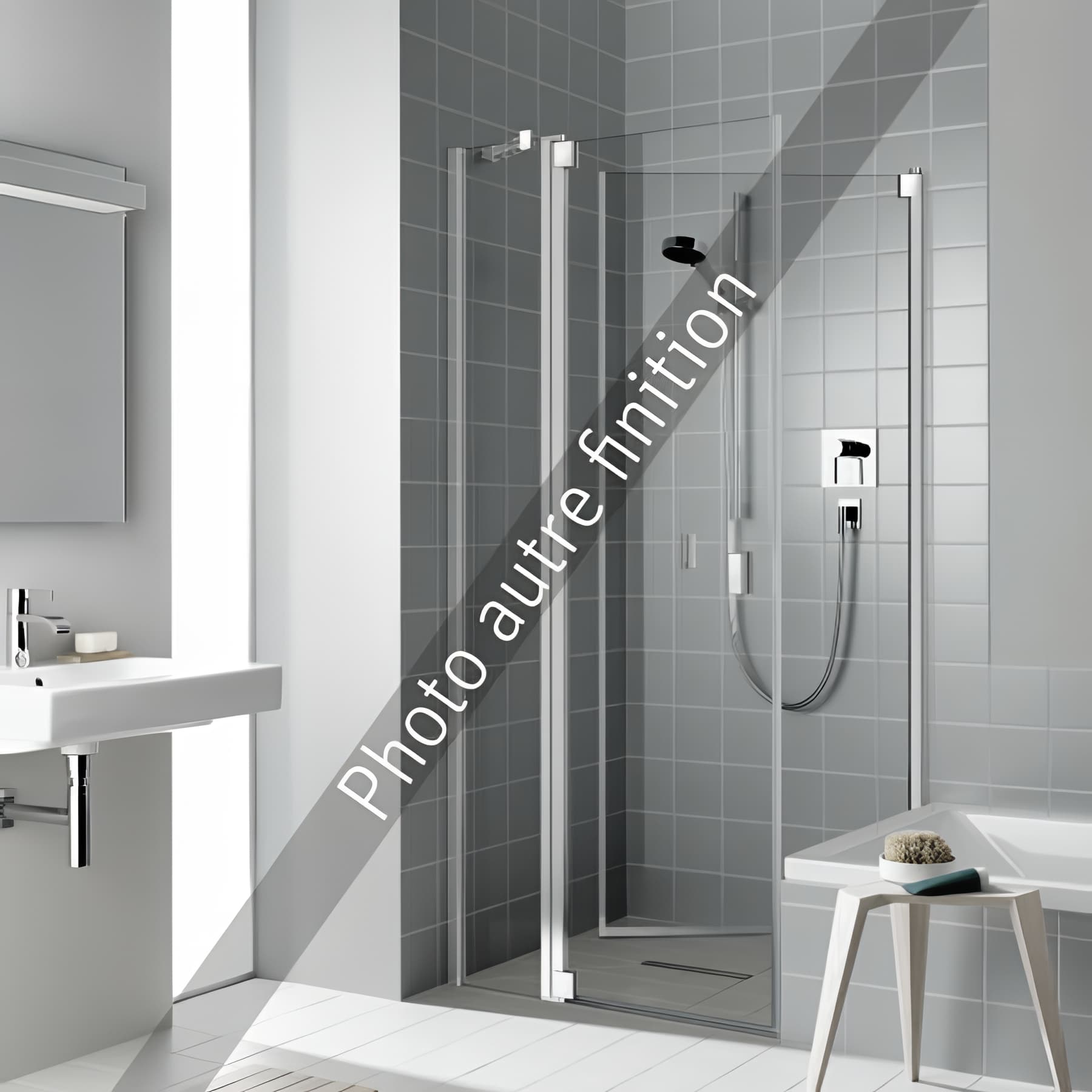 Paroi de douche fixe largeur 103 cm hauteur 200 cm profilé noir soft verre clair