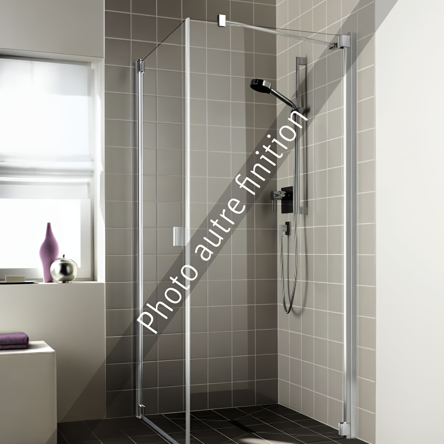 Paroi de douche fixe largeur 103 cm hauteur 200 cm profilé noir soft verre clair